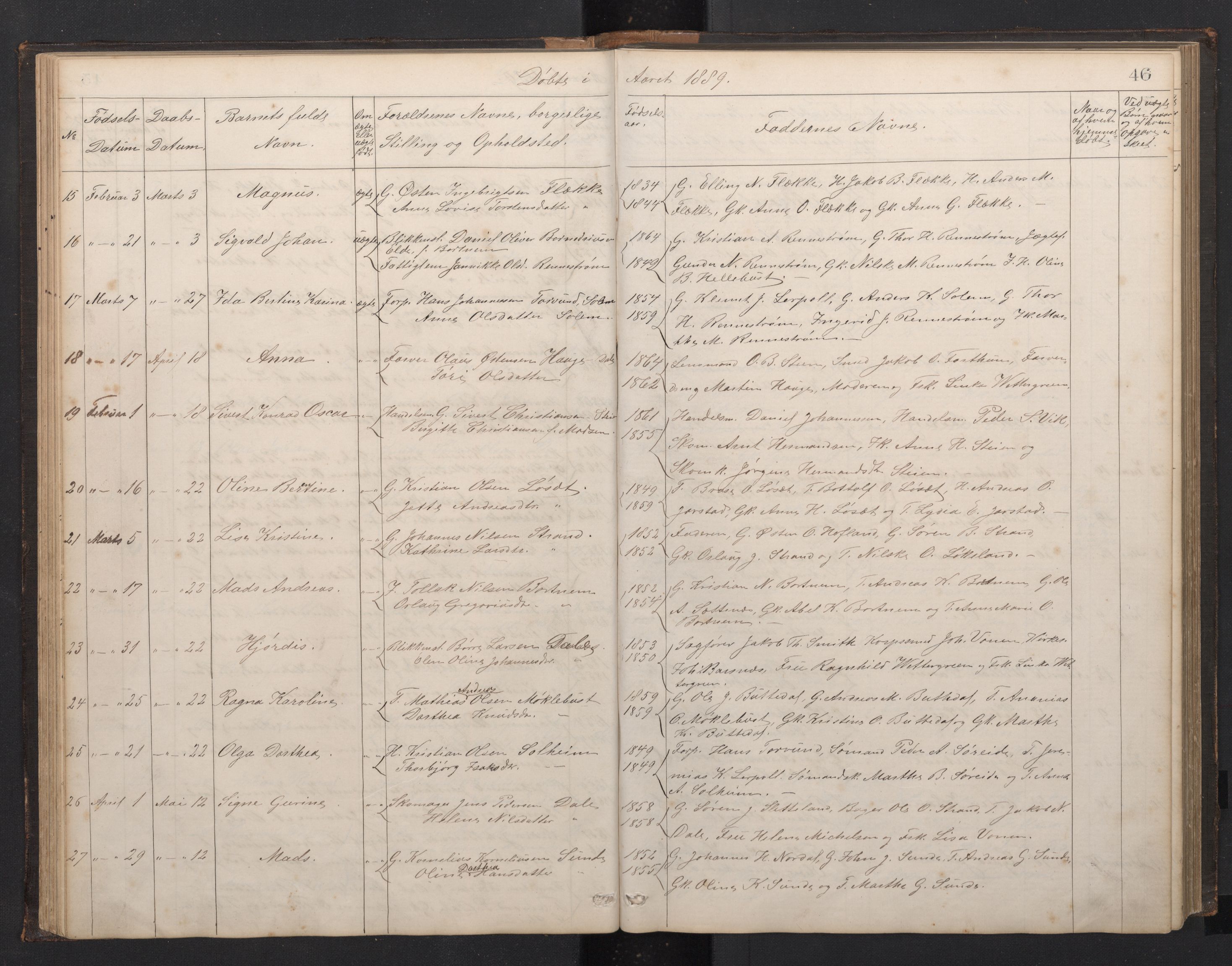 Fjaler sokneprestembete, AV/SAB-A-79801/H/Hab/Habc/L0002: Klokkerbok nr. C 2, 1879-1893, s. 45b-46a