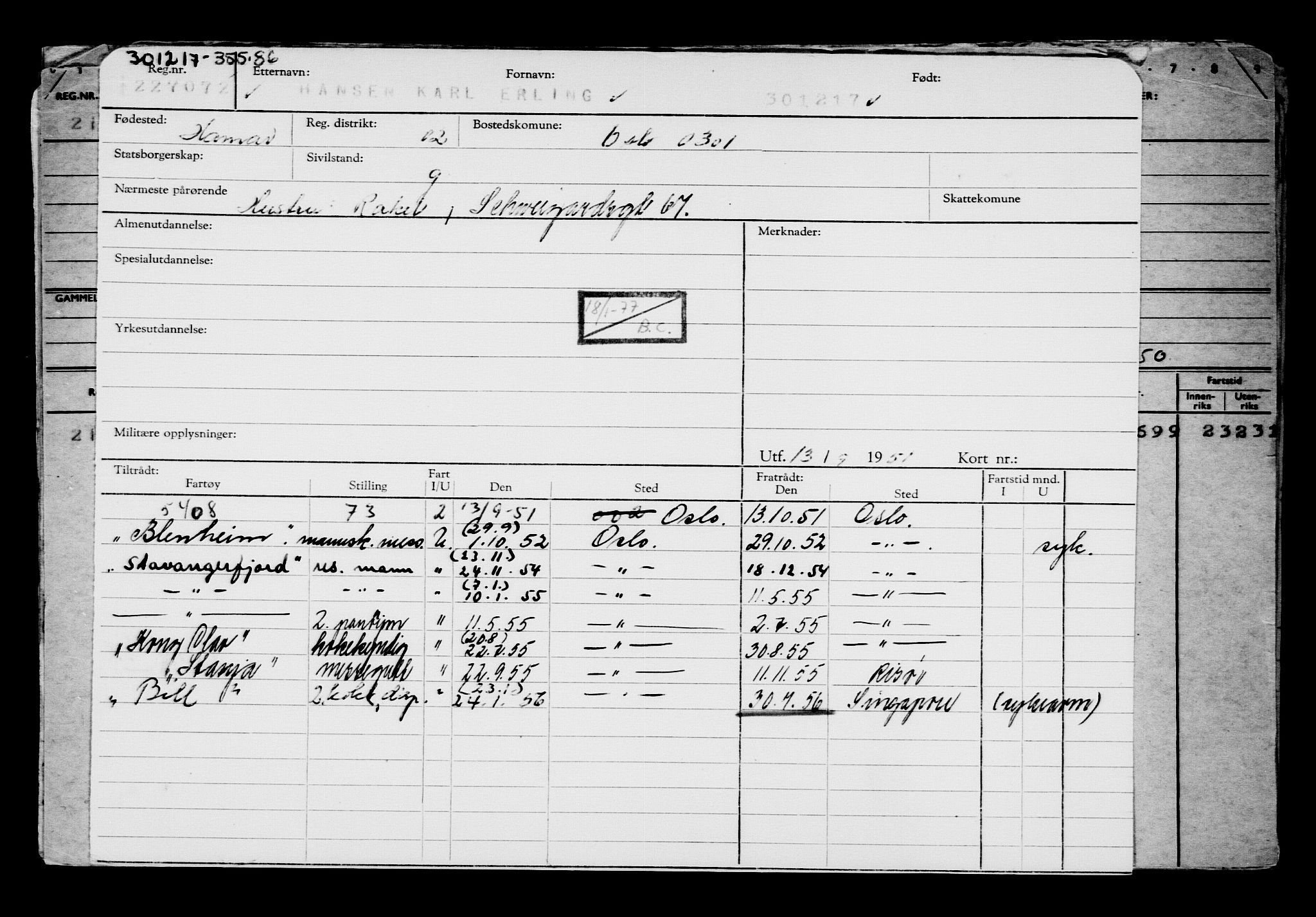 Direktoratet for sjømenn, AV/RA-S-3545/G/Gb/L0154: Hovedkort, 1917-1918, s. 288