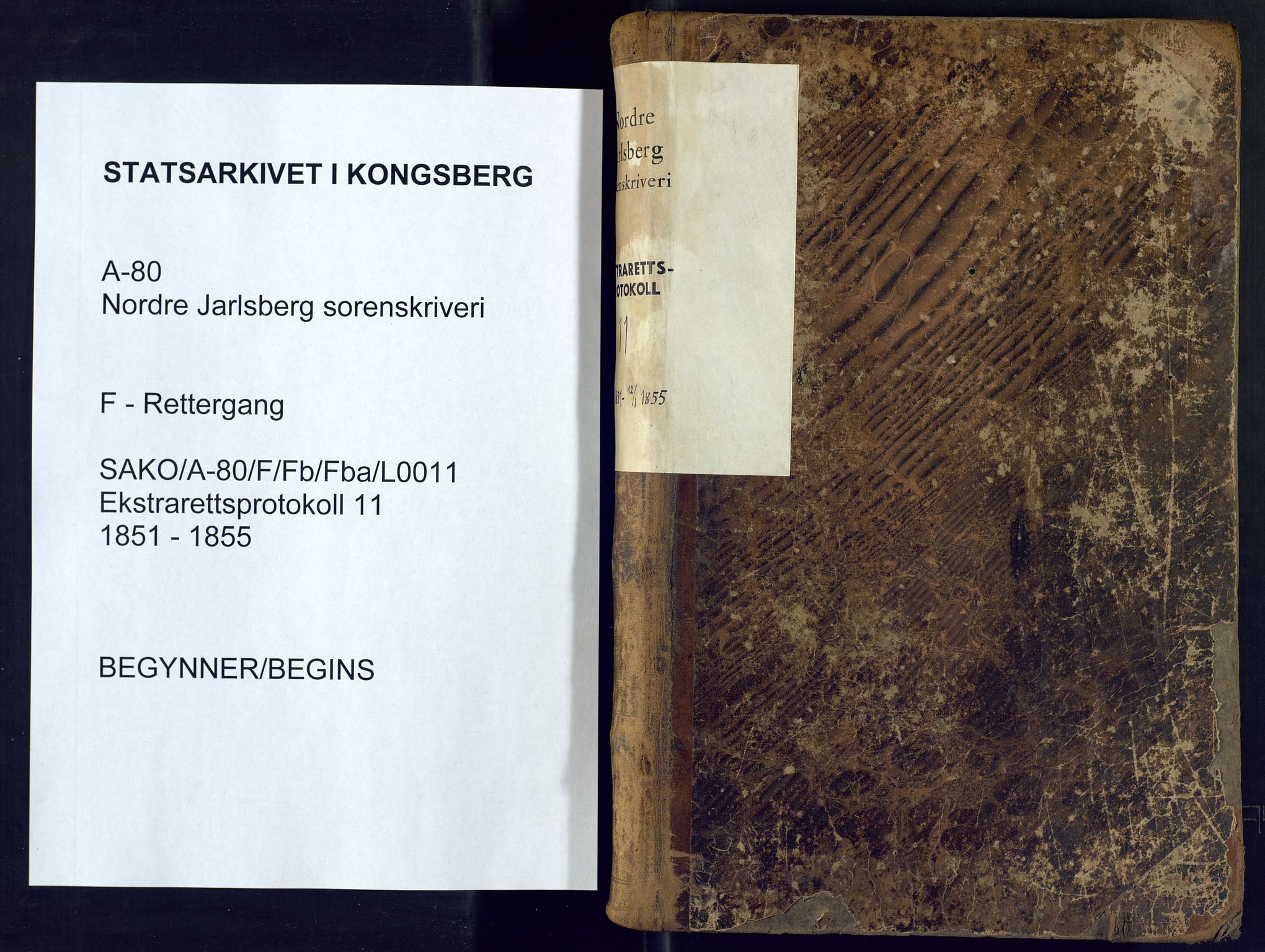 Nordre Jarlsberg sorenskriveri, AV/SAKO-A-80/F/Fb/Fba/L0011: Ekstrarettsprotokoll, 1851-1855