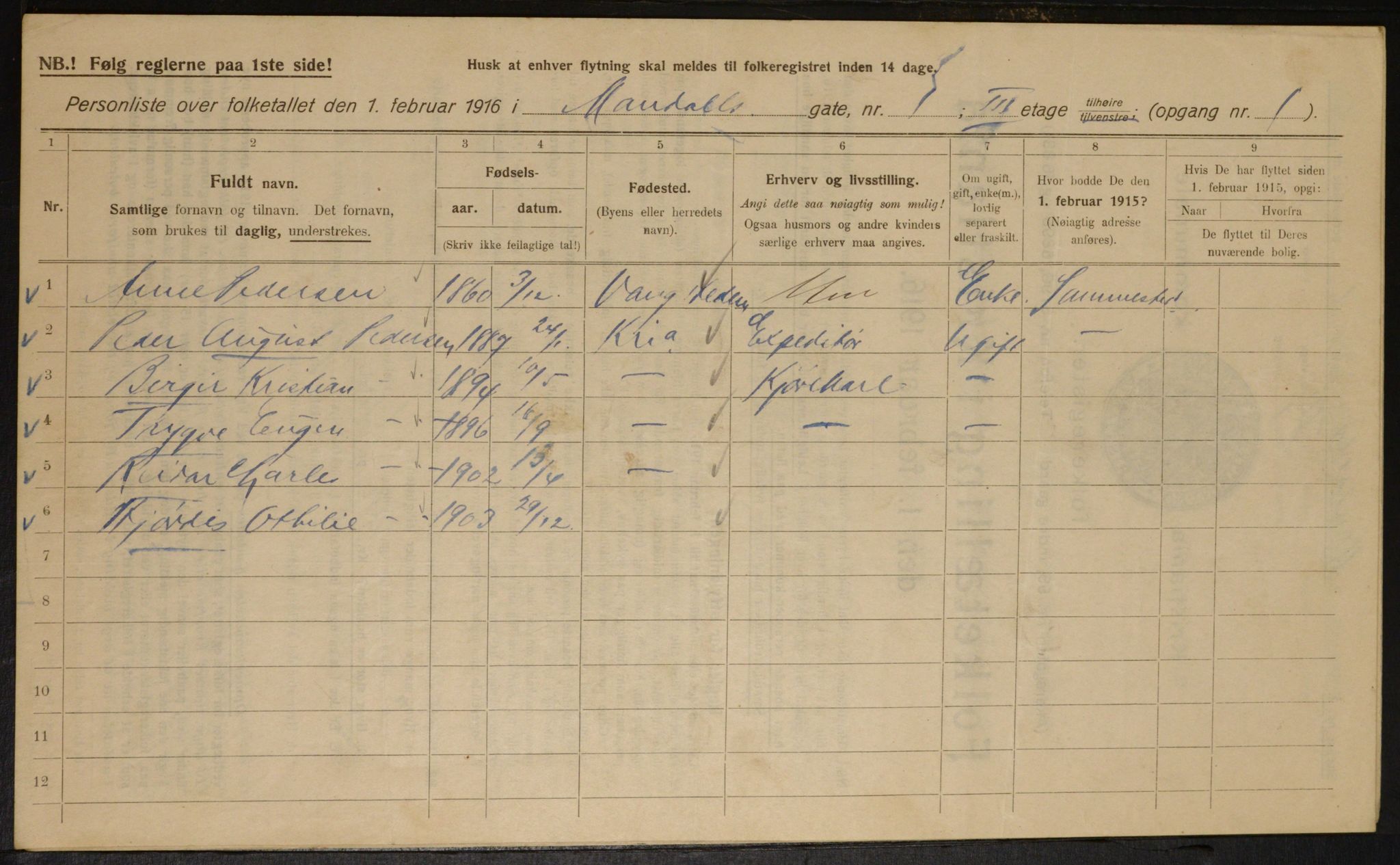 OBA, Kommunal folketelling 1.2.1916 for Kristiania, 1916, s. 61479