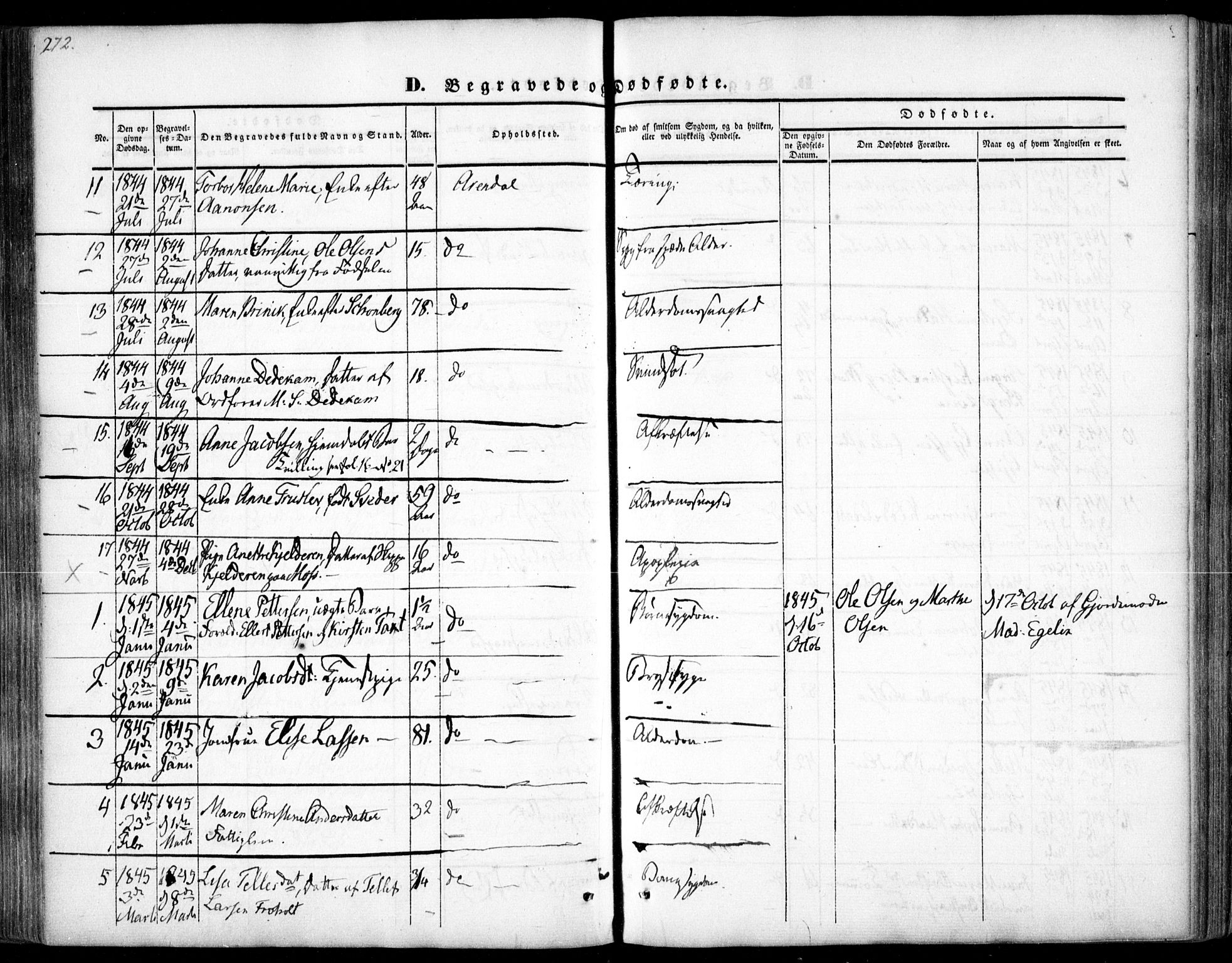 Arendal sokneprestkontor, Trefoldighet, AV/SAK-1111-0040/F/Fa/L0005: Ministerialbok nr. A 5, 1838-1854, s. 272