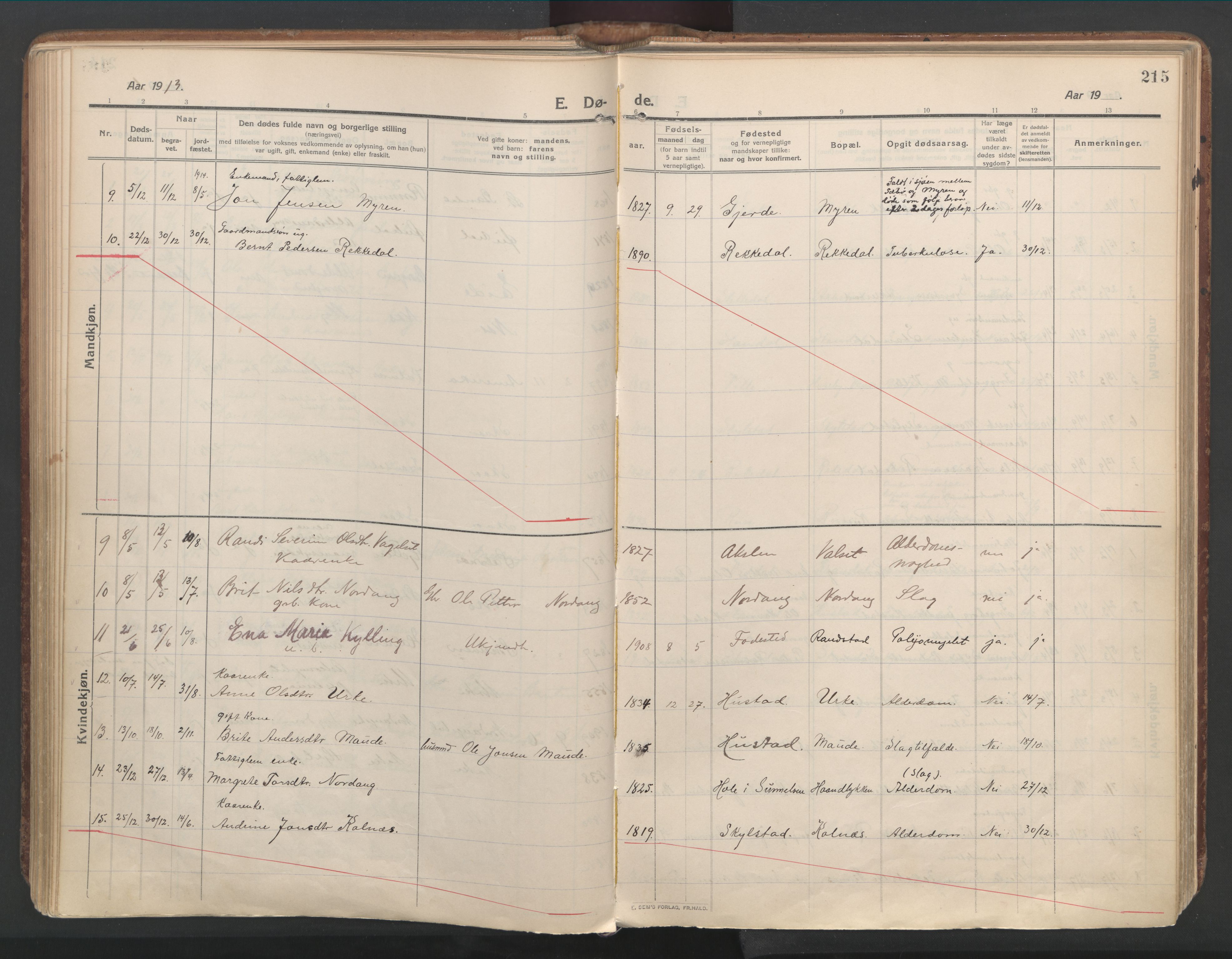 Ministerialprotokoller, klokkerbøker og fødselsregistre - Møre og Romsdal, AV/SAT-A-1454/515/L0212: Ministerialbok nr. 515A08, 1911-1935, s. 215