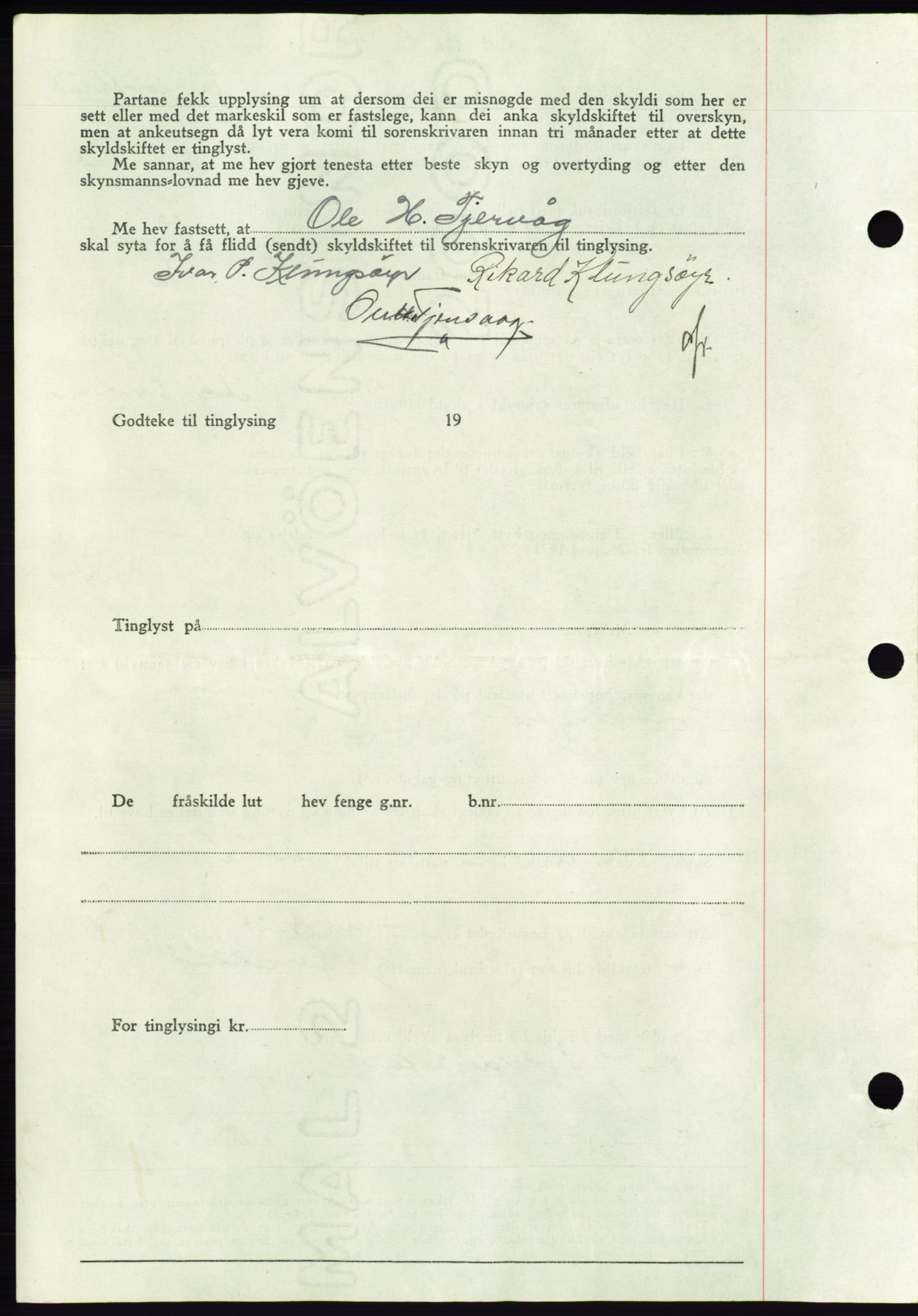 Søre Sunnmøre sorenskriveri, AV/SAT-A-4122/1/2/2C/L0075: Pantebok nr. 1A, 1943-1943, Dagboknr: 384/1943