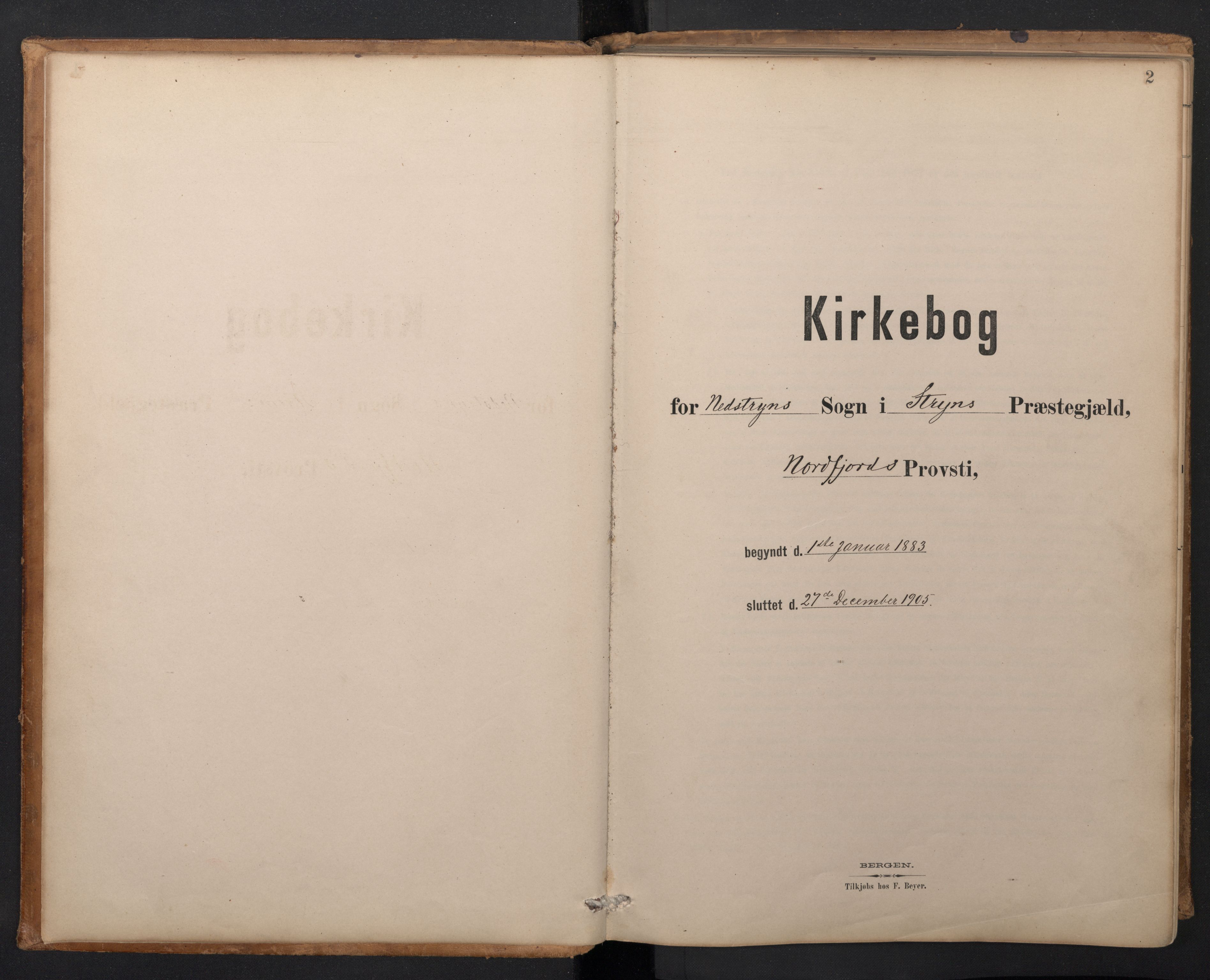 Stryn Sokneprestembete, SAB/A-82501: Klokkerbok nr. A 2, 1883-1905, s. 1b-2a