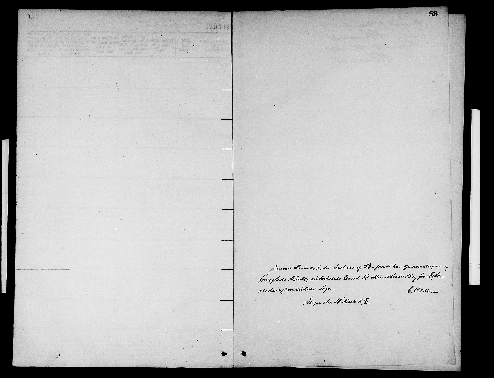 Domkirken sokneprestembete, SAB/A-74801/H/Hab/L0031: Klokkerbok nr. D 3, 1877-1880, s. 53
