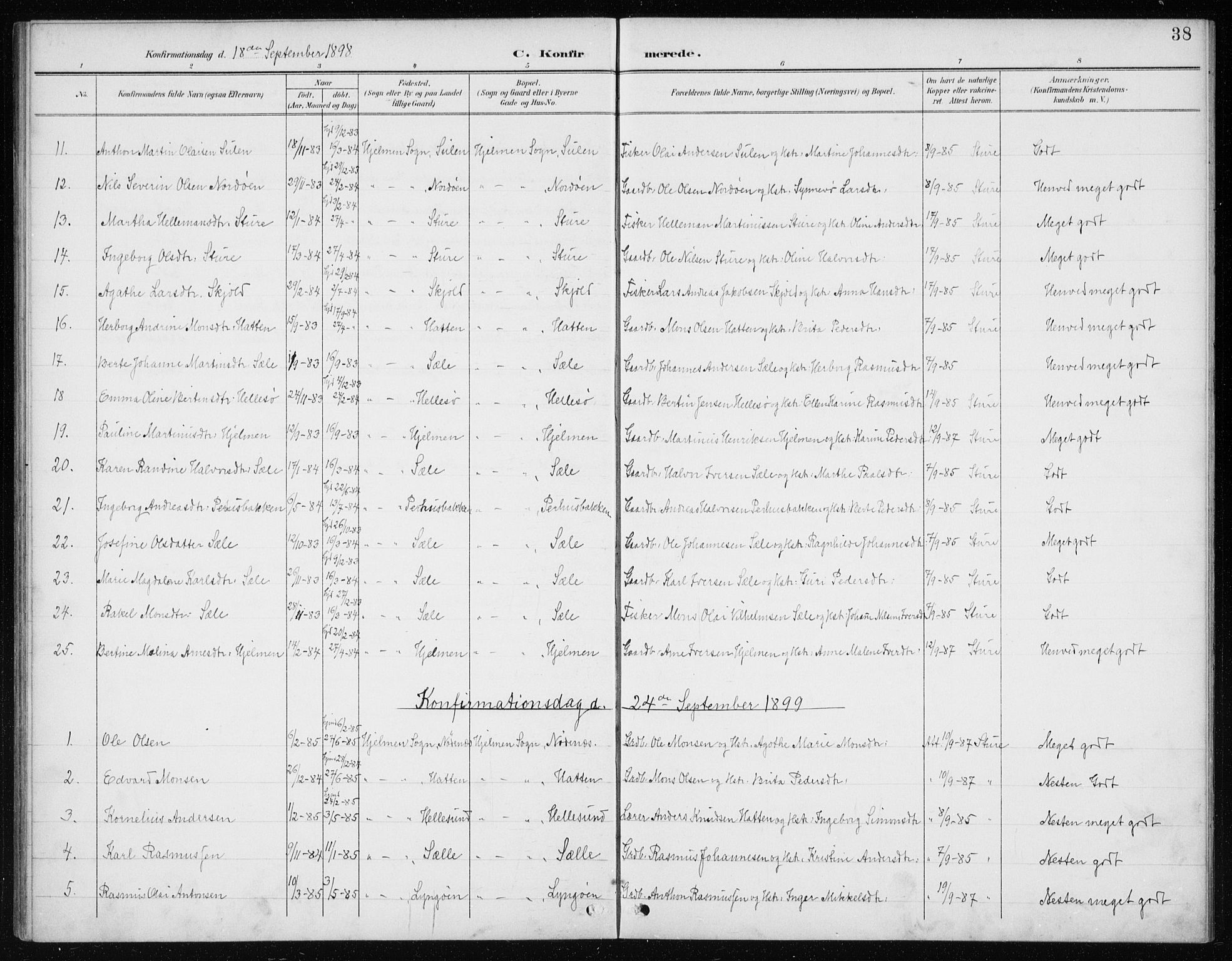 Manger sokneprestembete, AV/SAB-A-76801/H/Haa: Ministerialbok nr. E  2, 1891-1902, s. 38