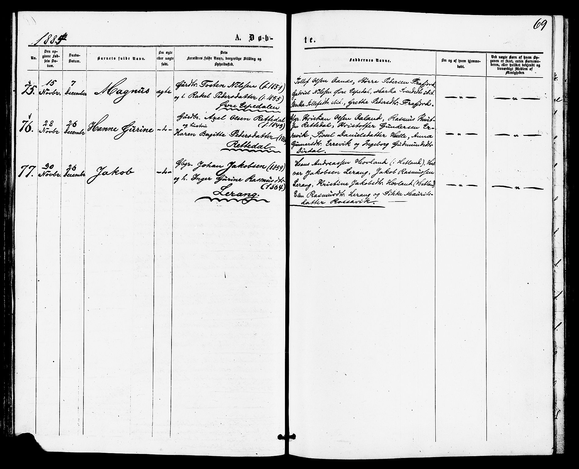 Høgsfjord sokneprestkontor, AV/SAST-A-101624/H/Ha/Haa/L0004: Ministerialbok nr. A 4, 1876-1884, s. 69