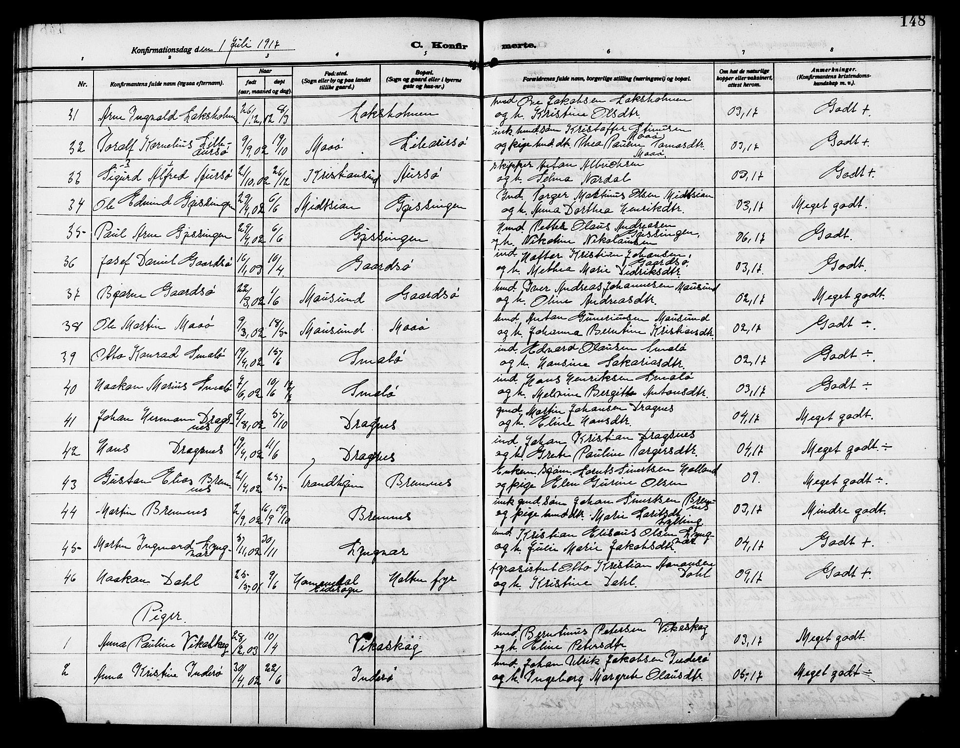 Ministerialprotokoller, klokkerbøker og fødselsregistre - Sør-Trøndelag, AV/SAT-A-1456/640/L0588: Klokkerbok nr. 640C05, 1909-1922, s. 148