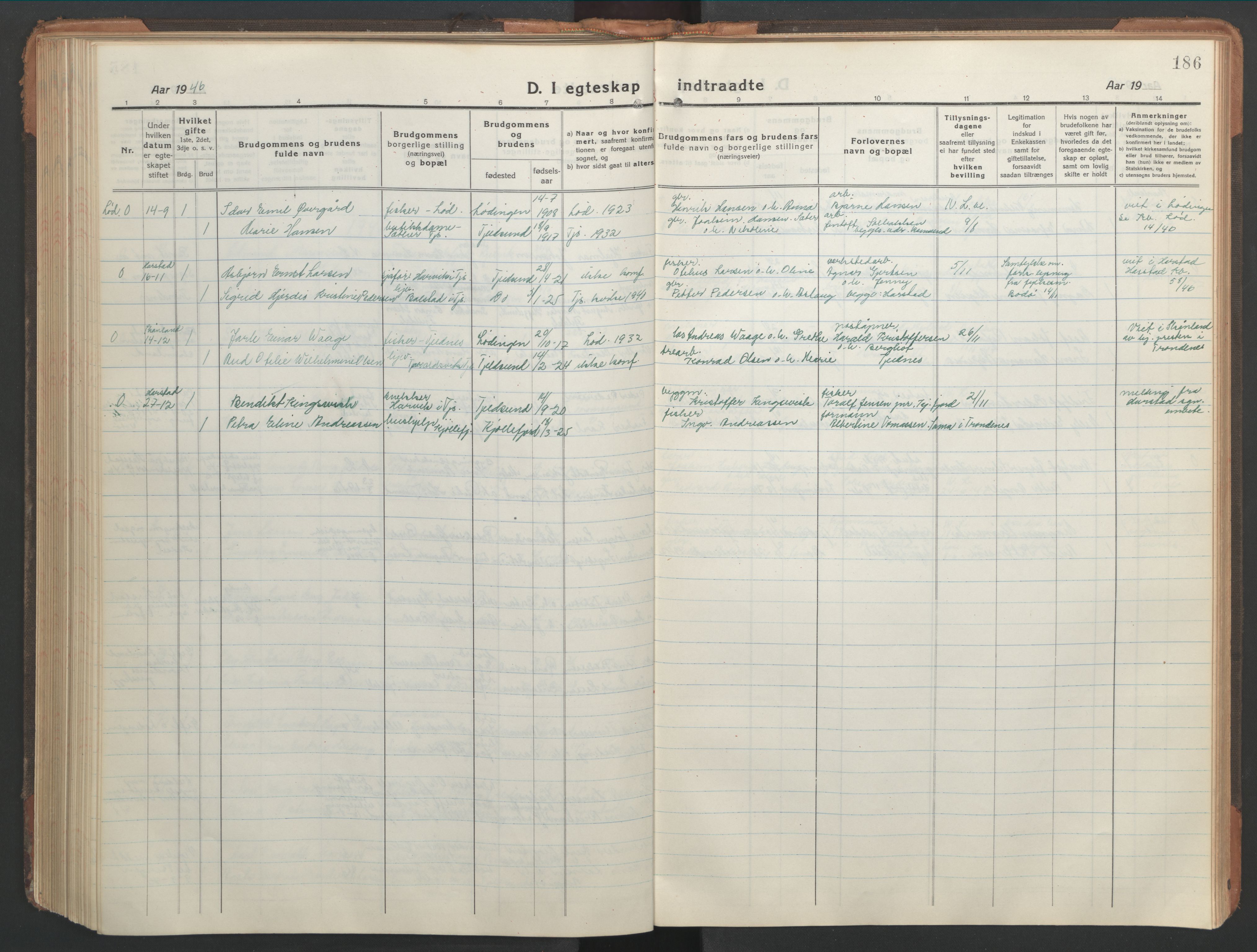 Ministerialprotokoller, klokkerbøker og fødselsregistre - Nordland, AV/SAT-A-1459/865/L0933: Klokkerbok nr. 865C05, 1917-1947, s. 186