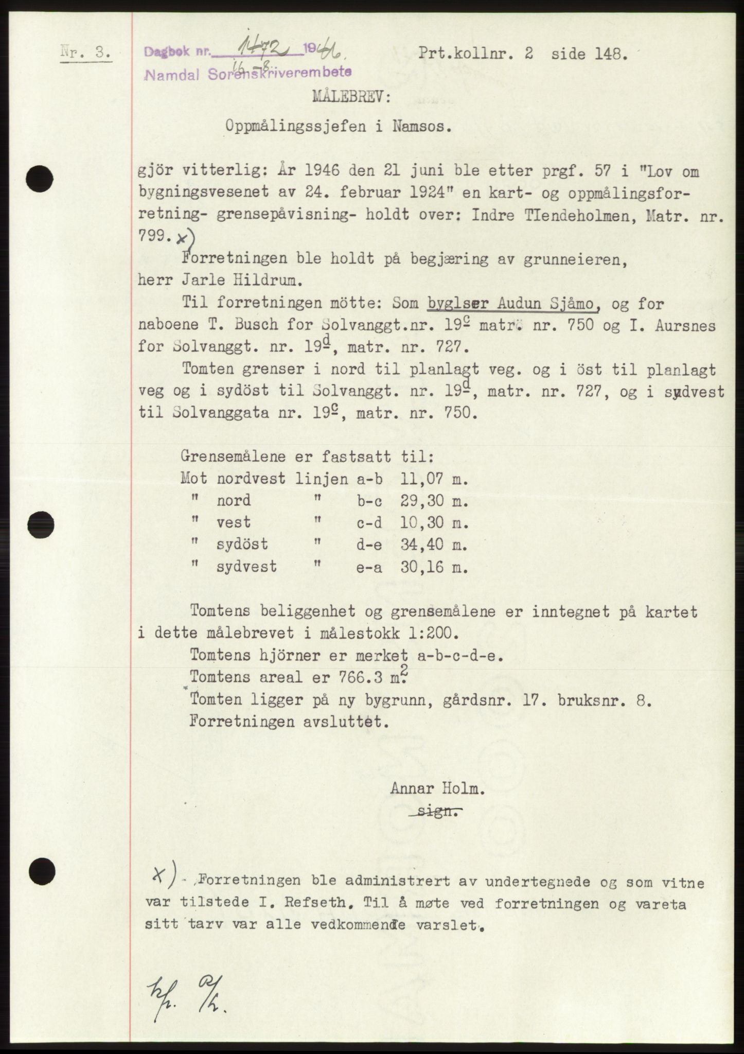 Namdal sorenskriveri, SAT/A-4133/1/2/2C: Pantebok nr. -, 1946-1946, Dagboknr: 1472/1946