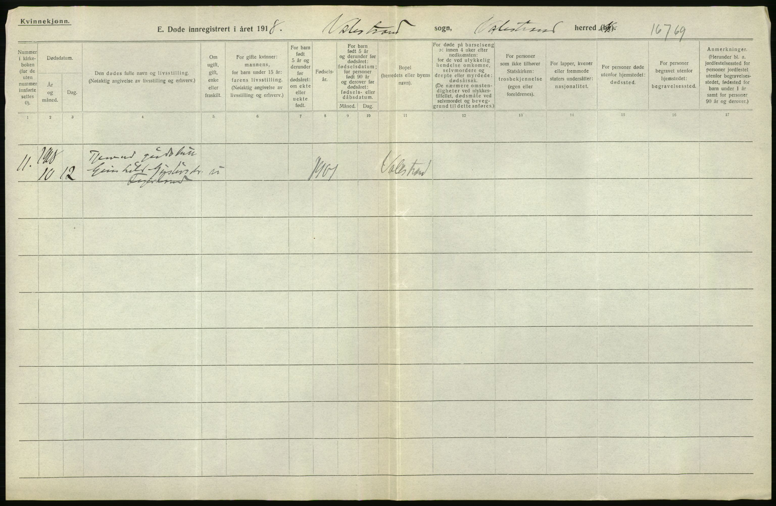 Statistisk sentralbyrå, Sosiodemografiske emner, Befolkning, RA/S-2228/D/Df/Dfb/Dfbh/L0036: Hordaland fylke: Døde., 1918, s. 392