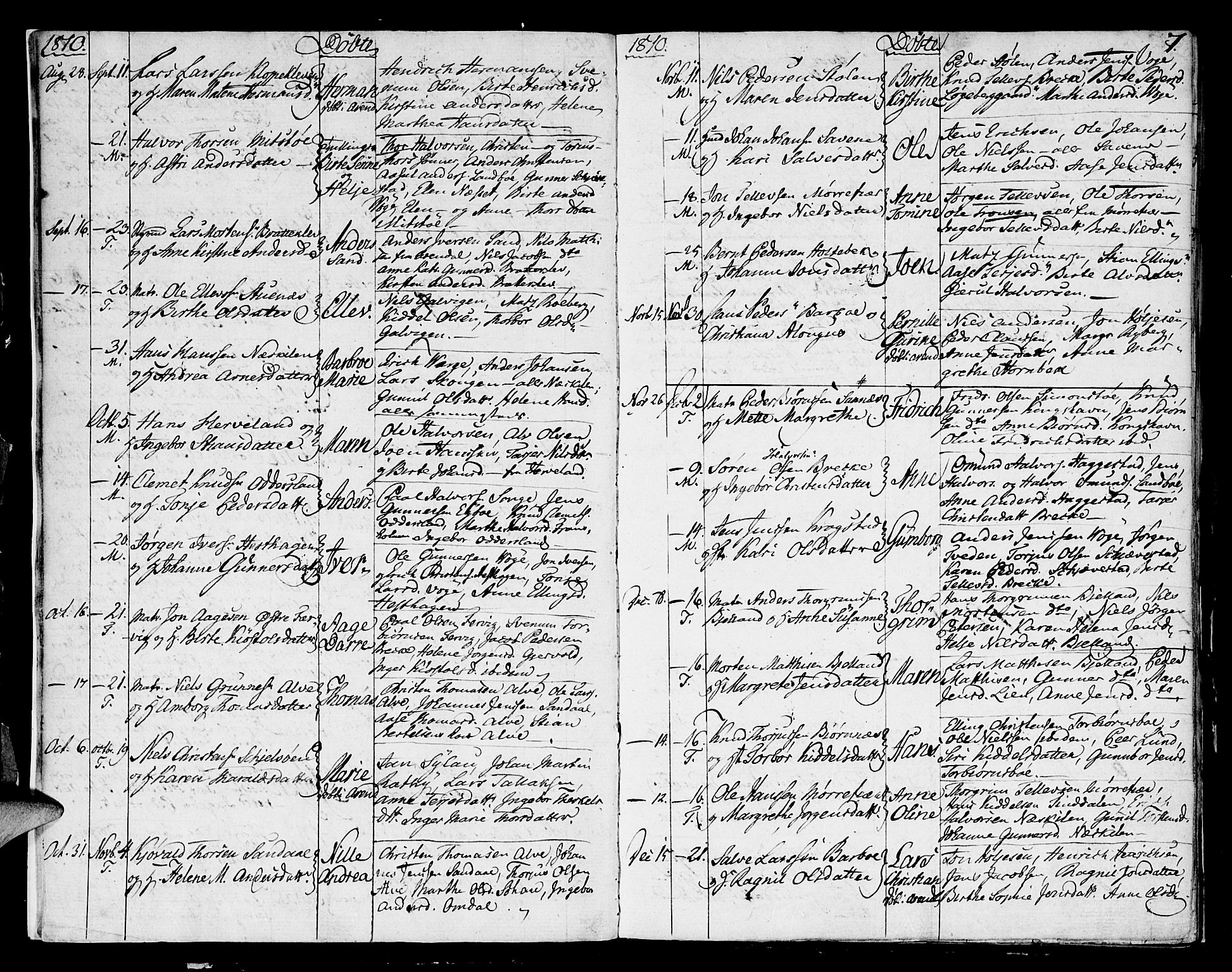 Austre Moland sokneprestkontor, SAK/1111-0001/F/Fa/Faa/L0003: Ministerialbok nr. A 3, 1808-1815, s. 7