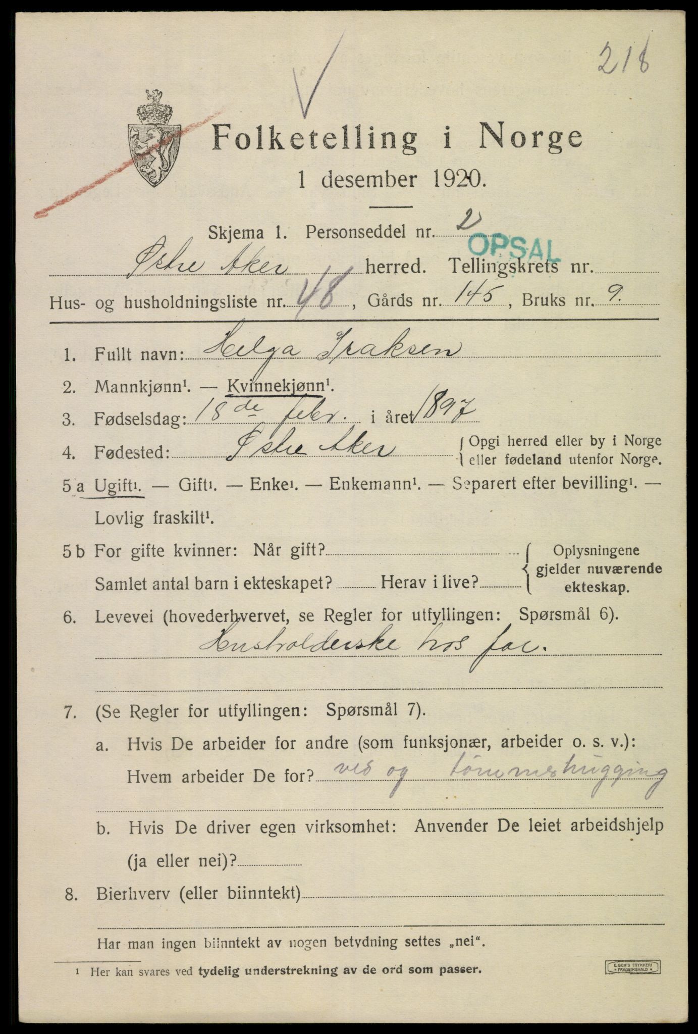 SAO, Folketelling 1920 for 0218 Aker herred, 1920, s. 95570