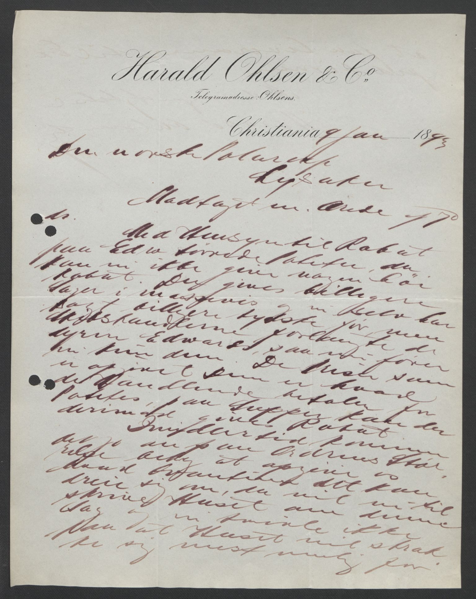 Arbeidskomitéen for Fridtjof Nansens polarekspedisjon, AV/RA-PA-0061/D/L0004: Innk. brev og telegrammer vedr. proviant og utrustning, 1892-1893, s. 405