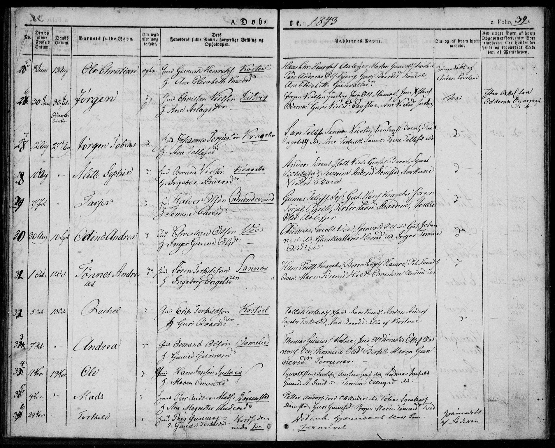 Tveit sokneprestkontor, AV/SAK-1111-0043/F/Fa/L0003: Ministerialbok nr. A 3, 1829-1852, s. 39