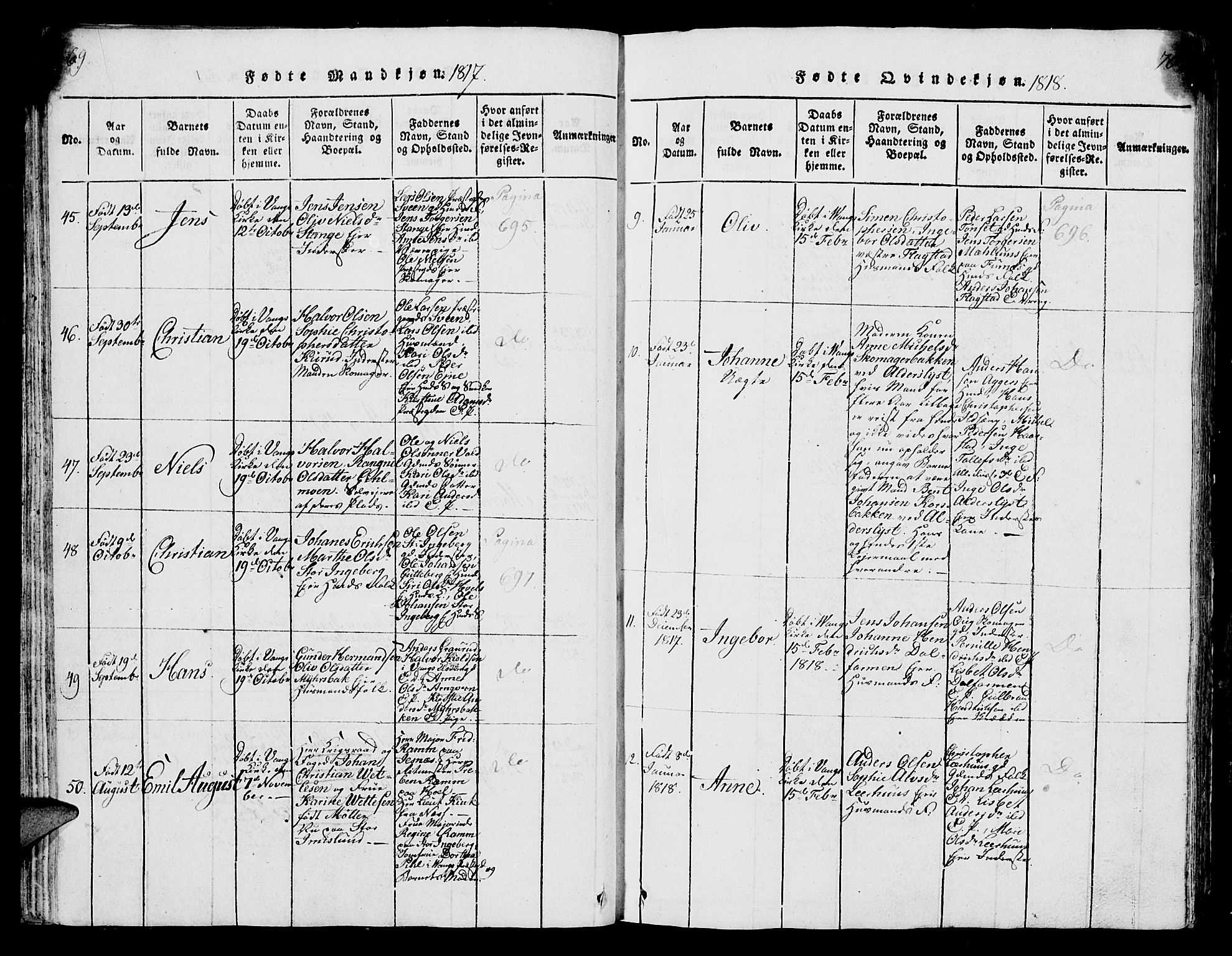 Vang prestekontor, Hedmark, SAH/PREST-008/H/Ha/Hab/L0004: Klokkerbok nr. 4, 1813-1827, s. 69-70