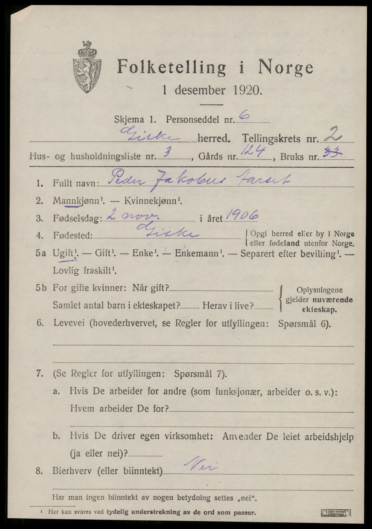 SAT, Folketelling 1920 for 1532 Giske herred, 1920, s. 910