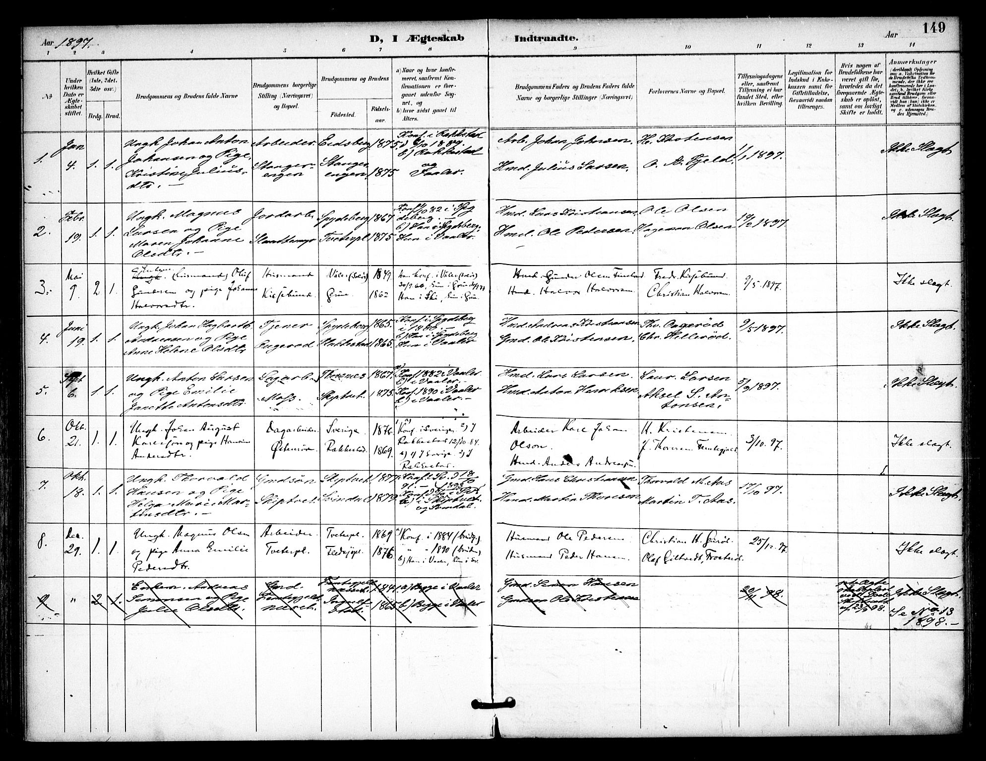 Våler prestekontor Kirkebøker, AV/SAO-A-11083/F/Fa/L0011: Ministerialbok nr. I 11, 1893-1909, s. 149