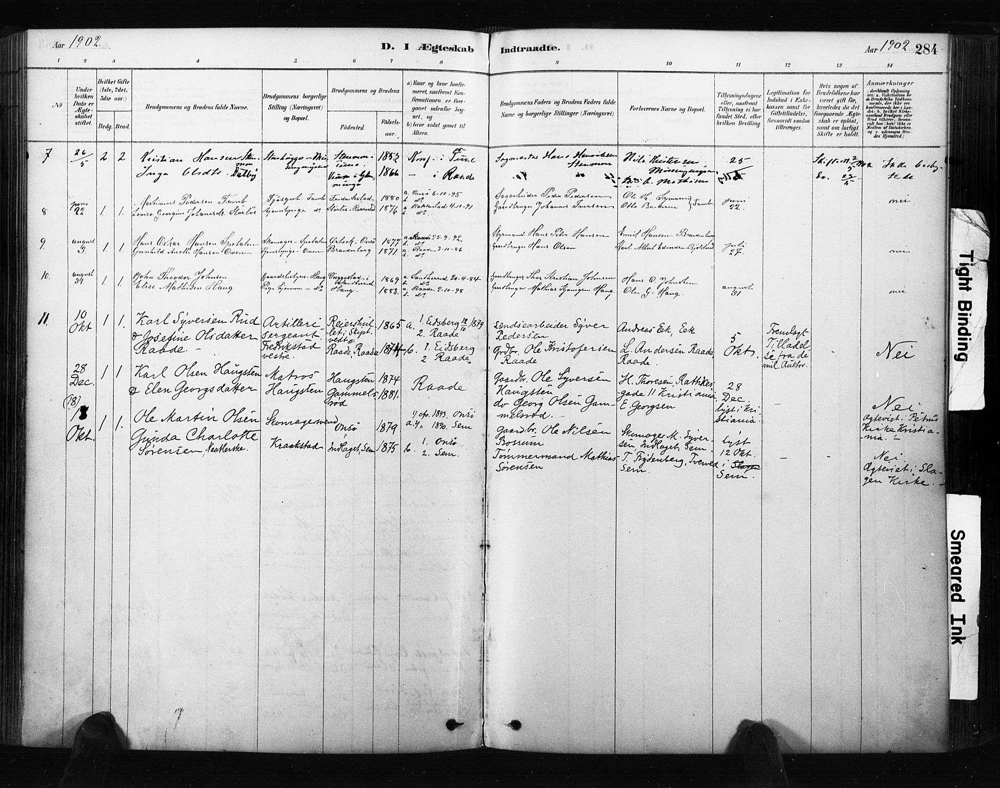 Råde prestekontor kirkebøker, AV/SAO-A-2009/F/Fa/L0007: Ministerialbok nr. 7, 1878-1902, s. 284