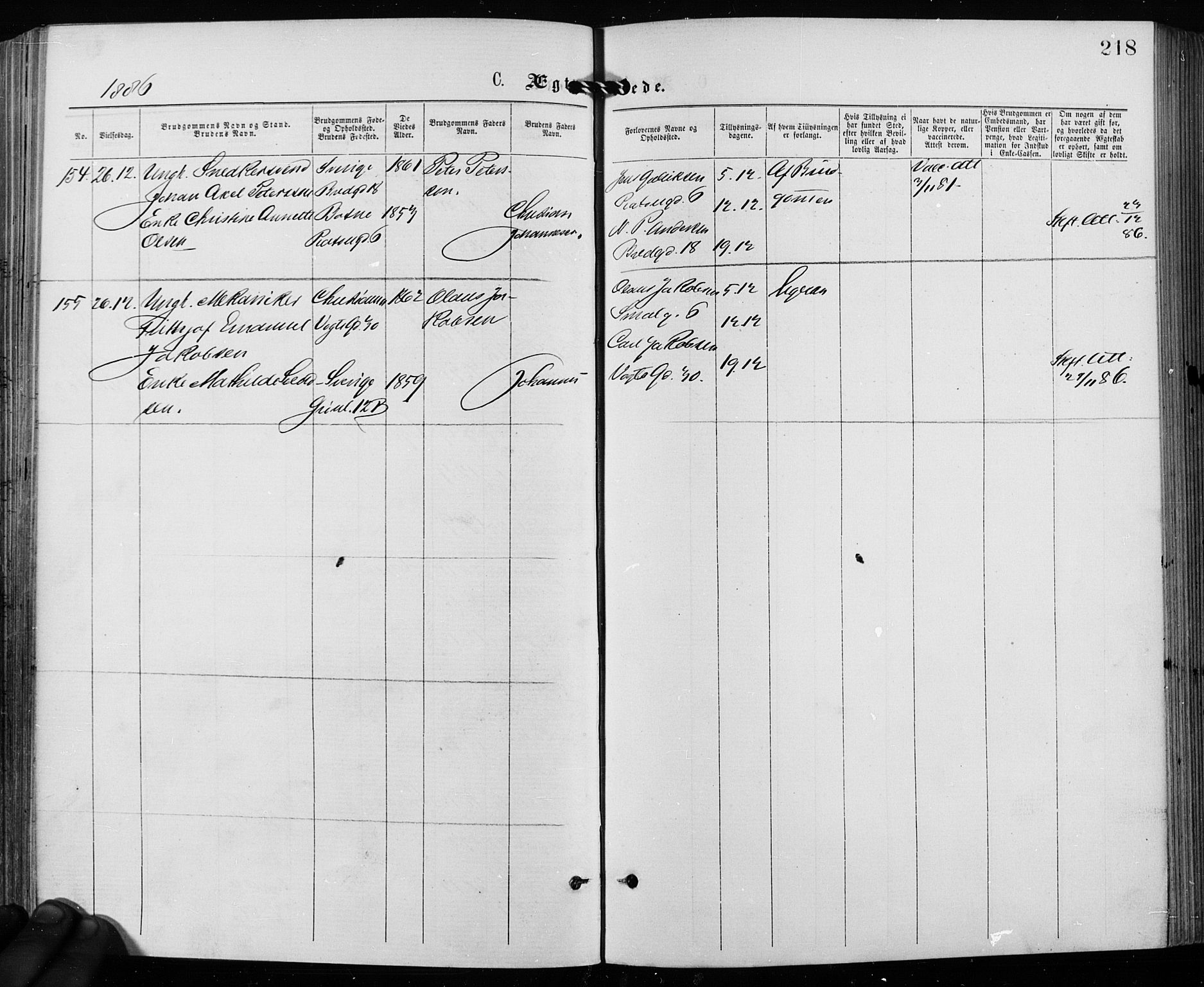 Grønland prestekontor Kirkebøker, SAO/A-10848/F/Fa/L0006: Ministerialbok nr. 6, 1877-1886, s. 218