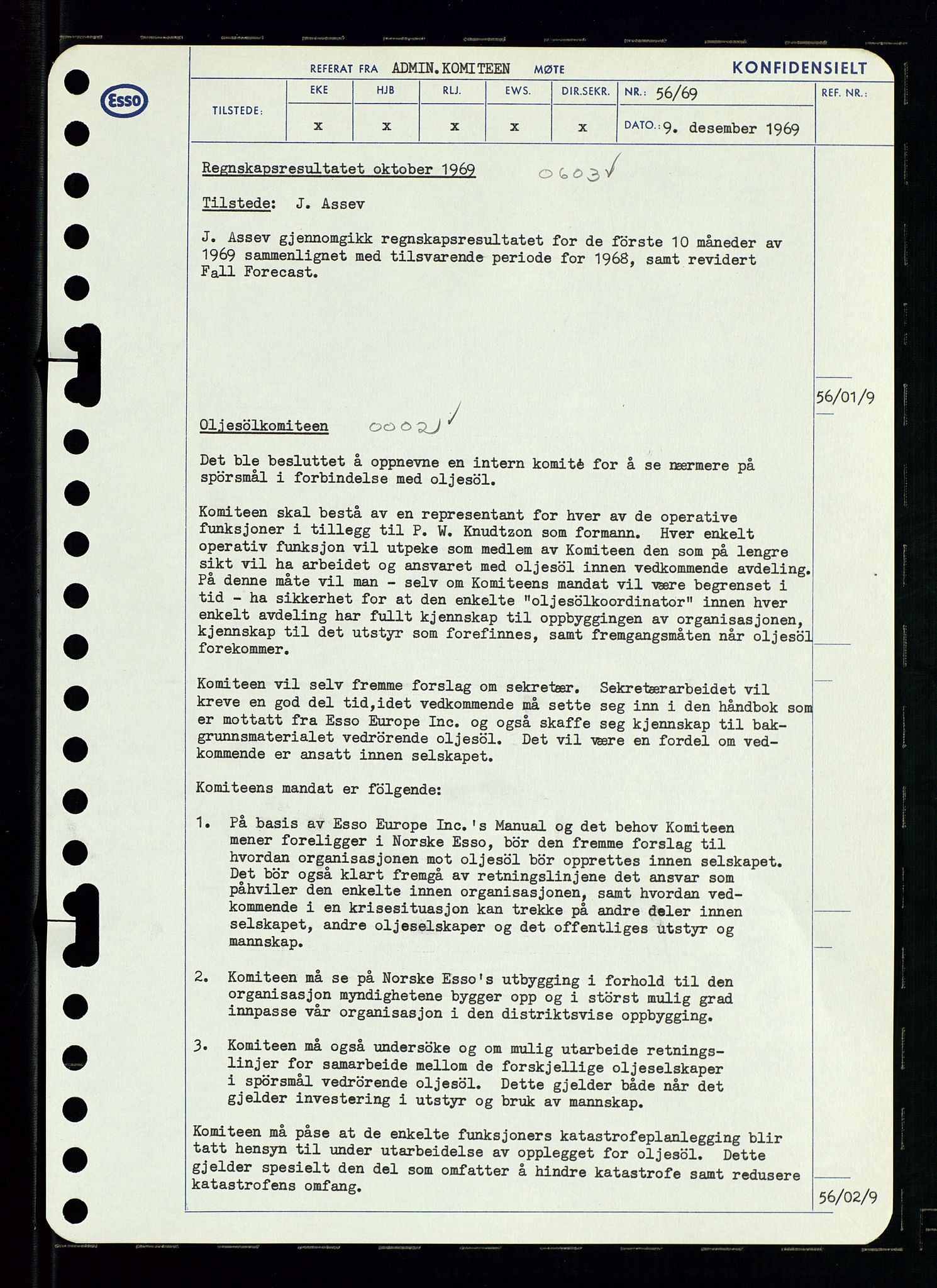 Pa 0982 - Esso Norge A/S, SAST/A-100448/A/Aa/L0003/0001: Den administrerende direksjon Board minutes (styrereferater) og Bedriftforsamlingsprotokoll / Den administrerende direksjon Board minutes (styrereferater), 1969, s. 126
