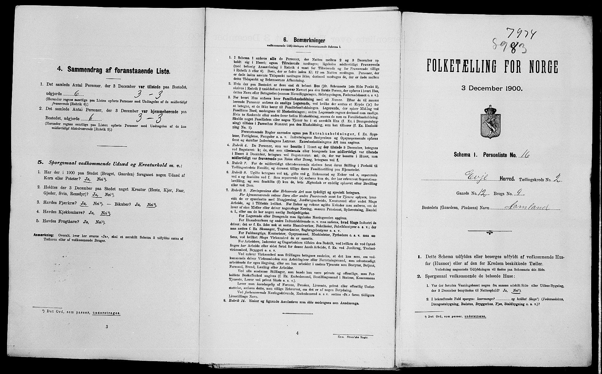 SAK, Folketelling 1900 for 0937 Evje herred, 1900, s. 24