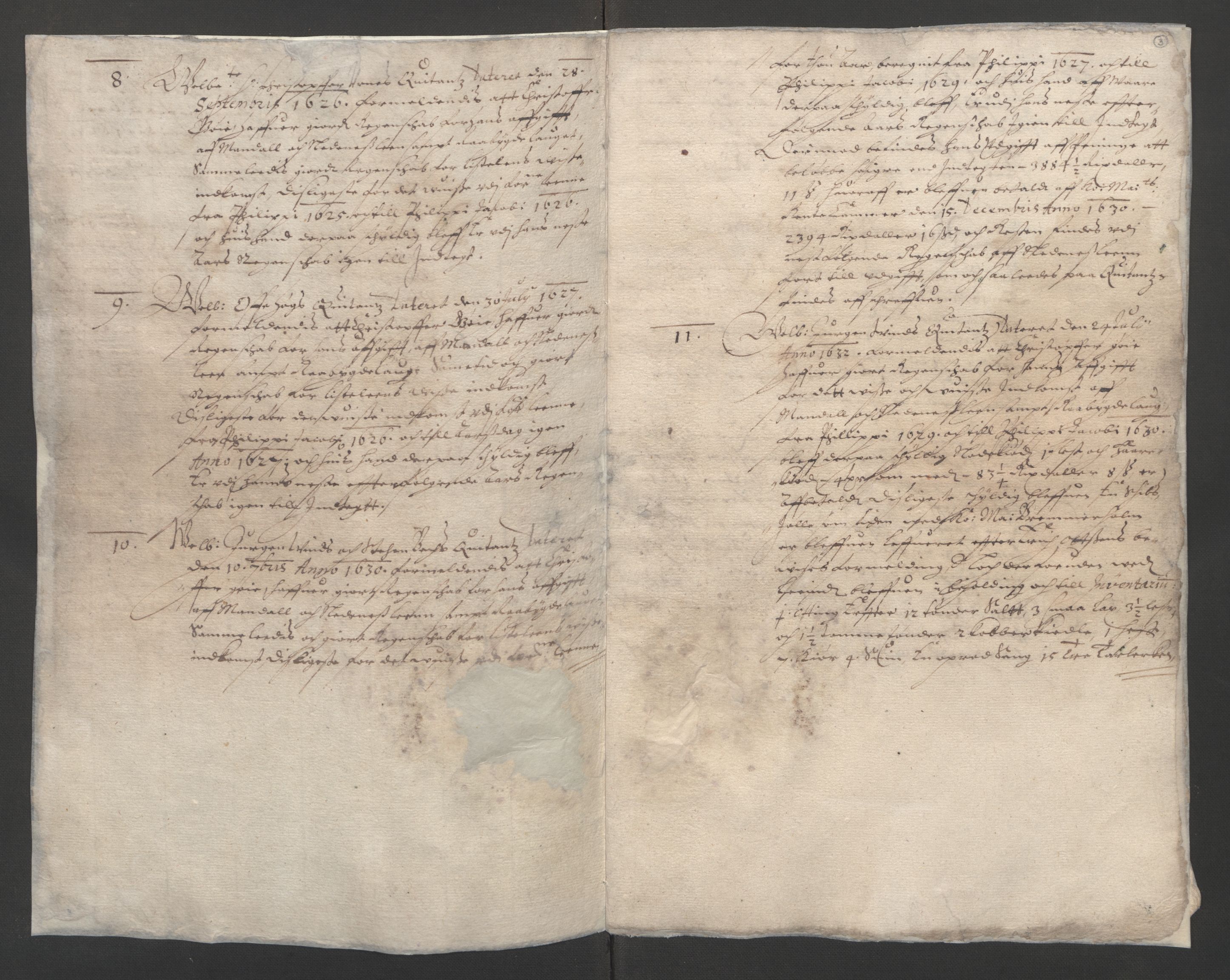 Rentekammeret inntil 1814, Reviderte regnskaper, Lensregnskaper, AV/RA-EA-5023/R/Rb/Rbq/L0019: Nedenes len. Mandals len. Råbyggelag., 1629-1630