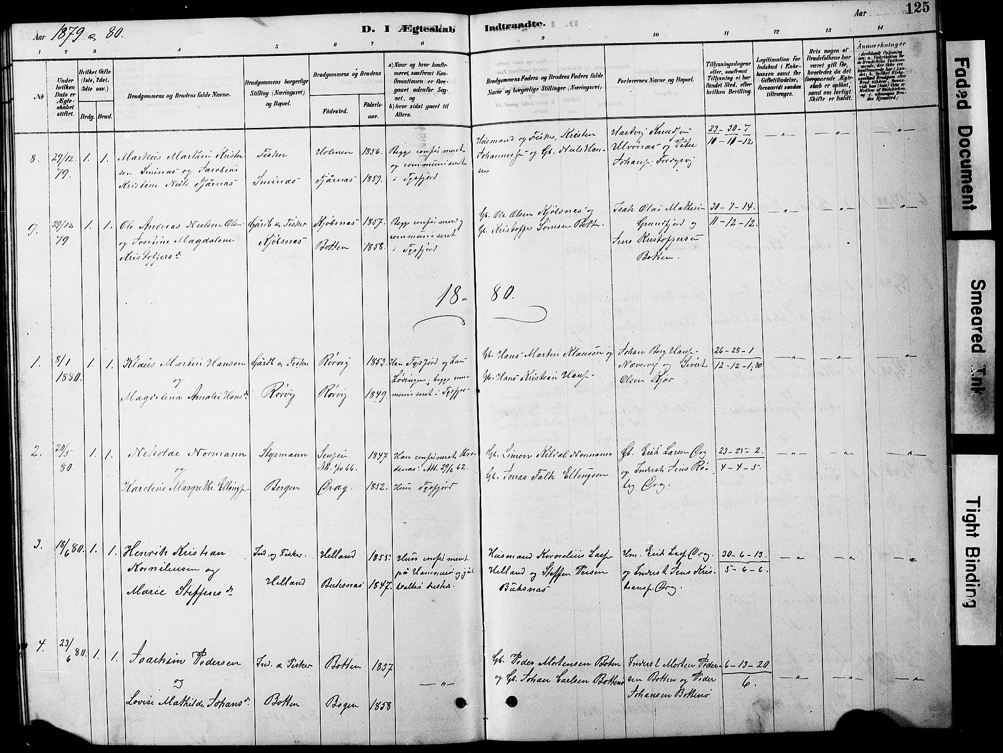 Ministerialprotokoller, klokkerbøker og fødselsregistre - Nordland, AV/SAT-A-1459/861/L0875: Klokkerbok nr. 861C01, 1879-1887, s. 125