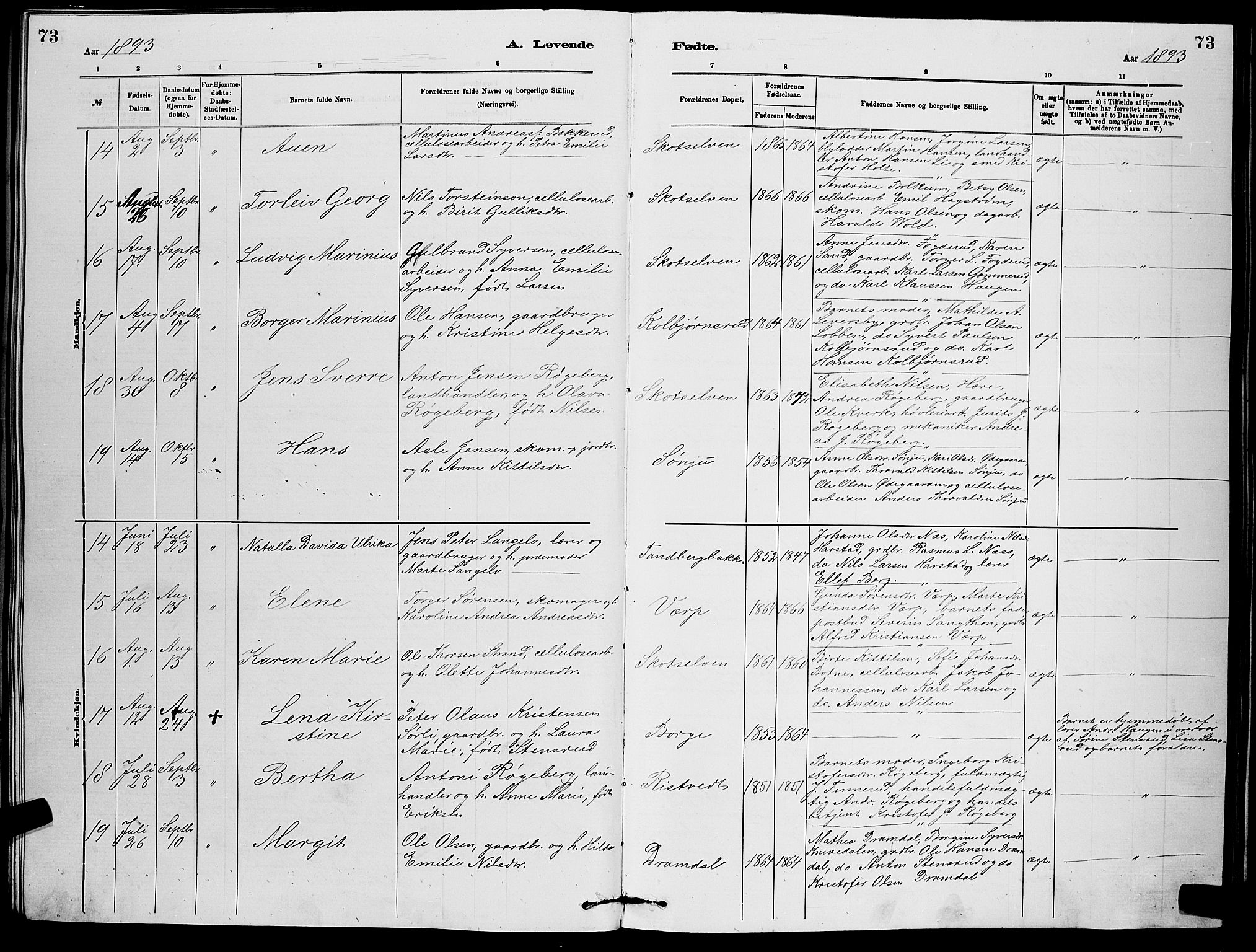 Eiker kirkebøker, AV/SAKO-A-4/G/Gb/L0003: Klokkerbok nr. II 3, 1880-1893, s. 73