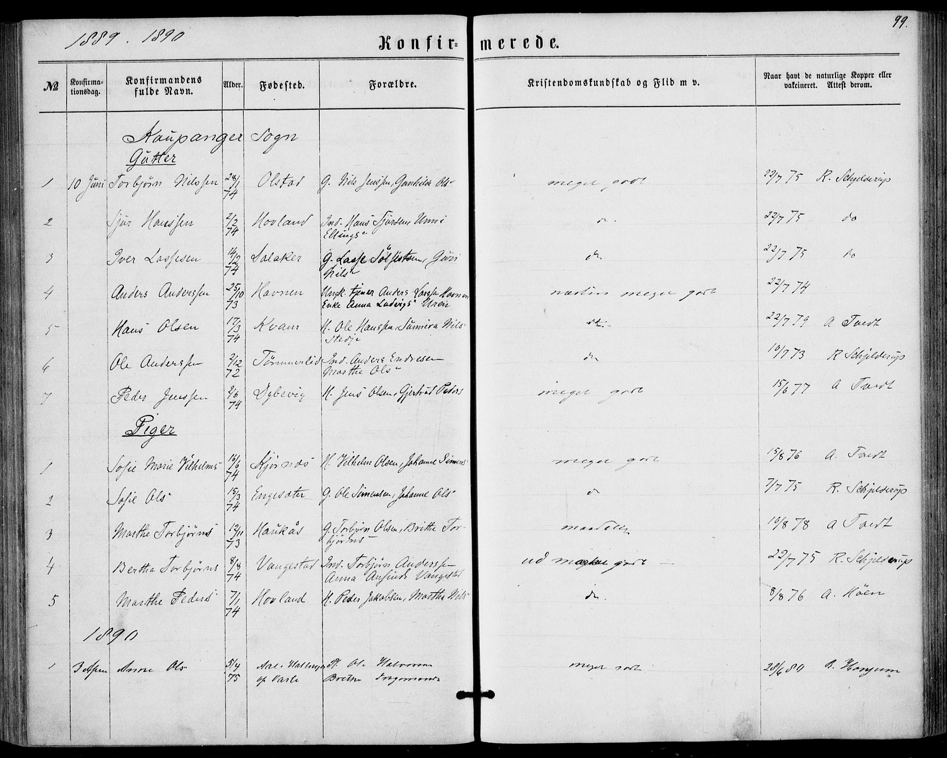 Sogndal sokneprestembete, SAB/A-81301/H/Haa/Haaa/L0015: Ministerialbok nr. A 15, 1871-1904, s. 99