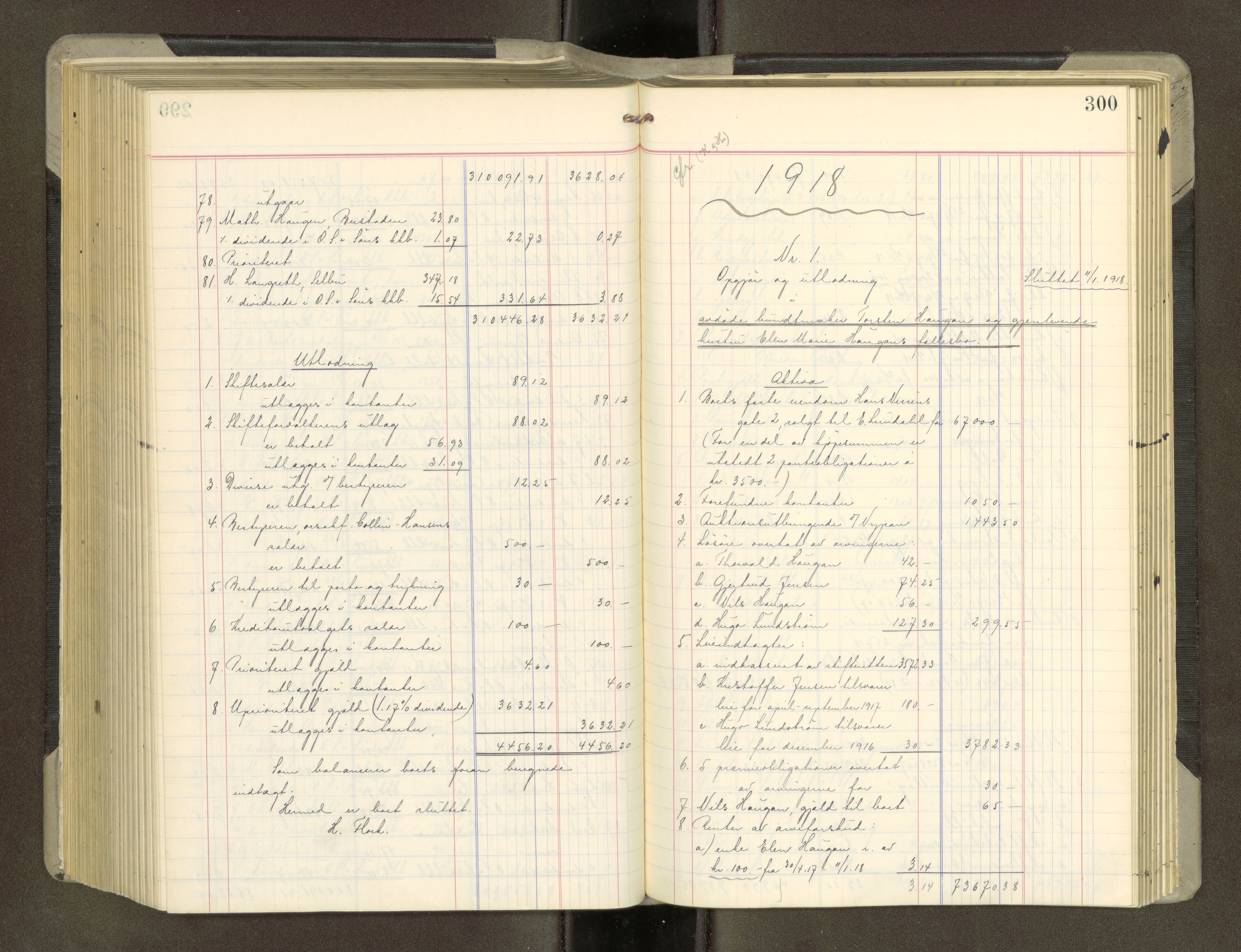 Trondheim byfogd, AV/SAT-A-0003/1/3/3A/L0042: Skifteutlodningsprotokoll - 10/2-5/7. (m/ register), 1916-1918, s. 300