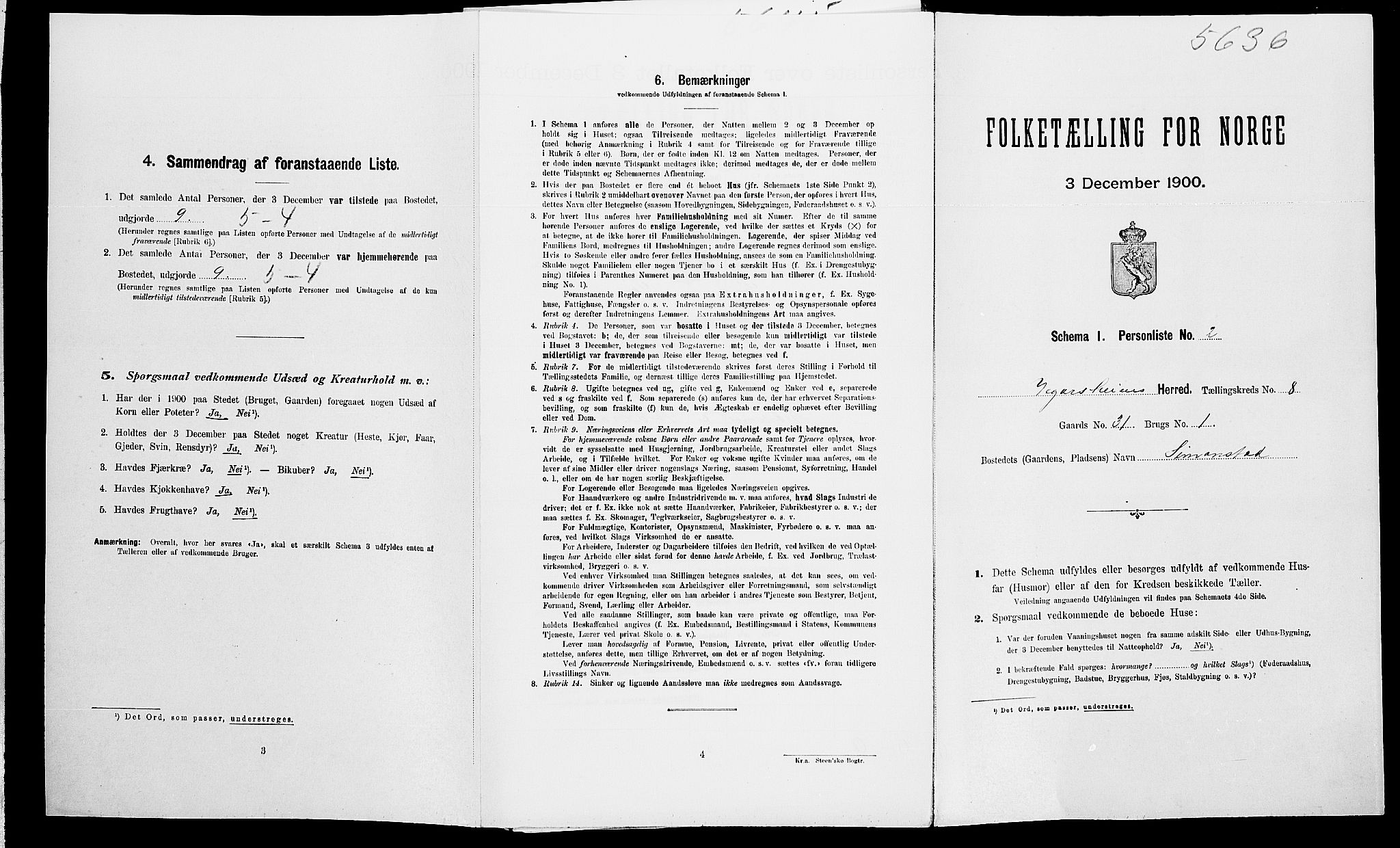 SAK, Folketelling 1900 for 0912 Vegårshei herred, 1900, s. 419