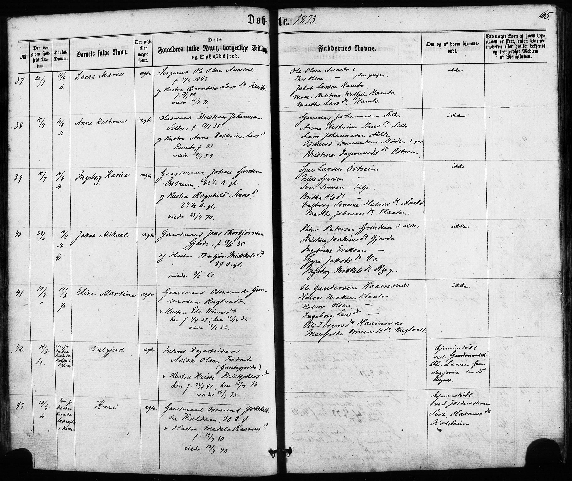 Etne sokneprestembete, AV/SAB-A-75001/H/Haa: Ministerialbok nr. A 9, 1862-1878, s. 65