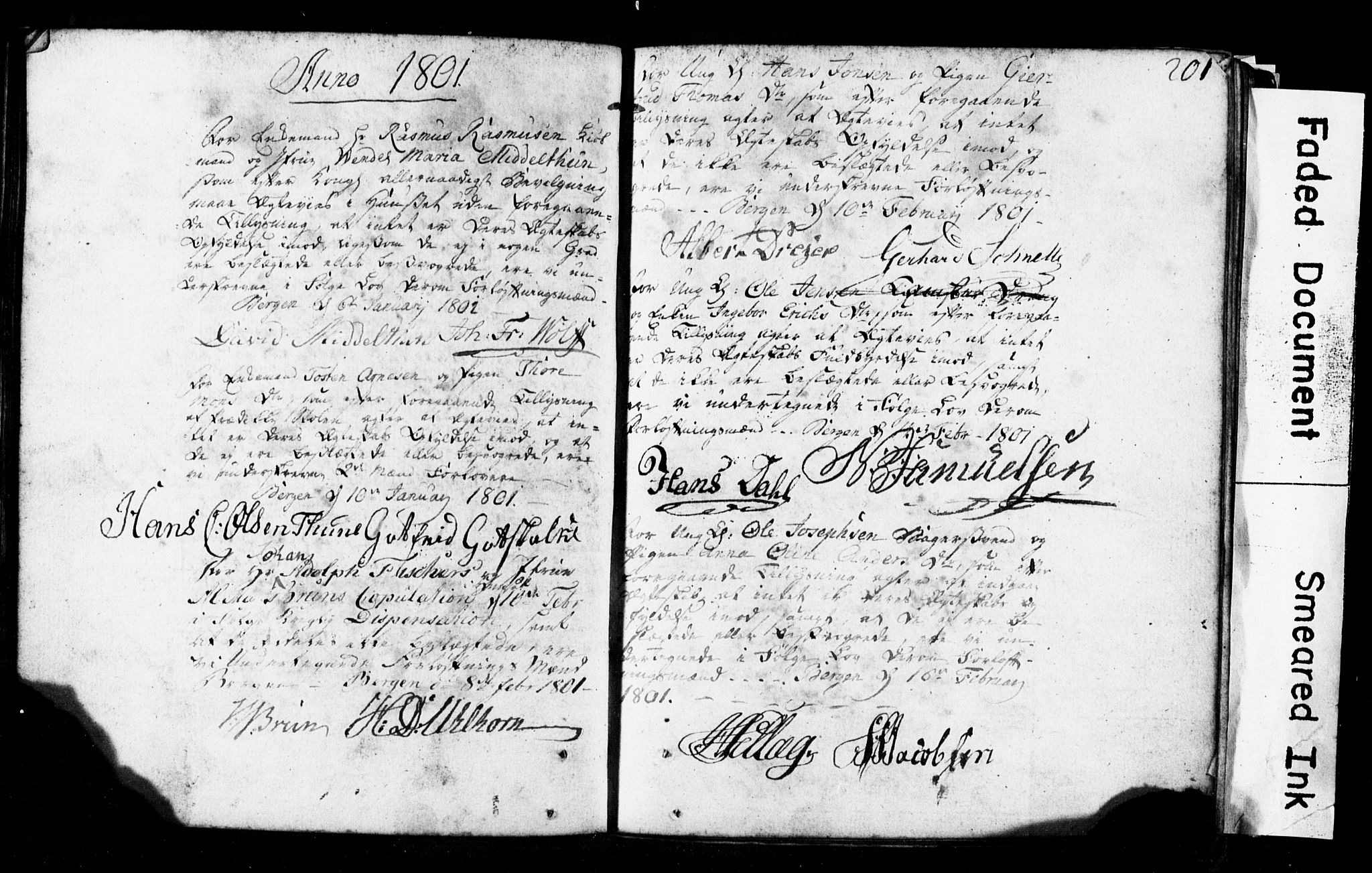 Korskirken sokneprestembete, SAB/A-76101: Forlovererklæringer nr. II.5.1, 1776-1816, s. 201
