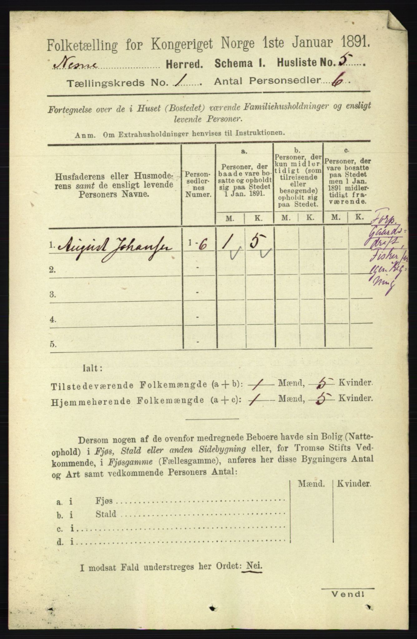 RA, Folketelling 1891 for 1828 Nesna herred, 1891, s. 23