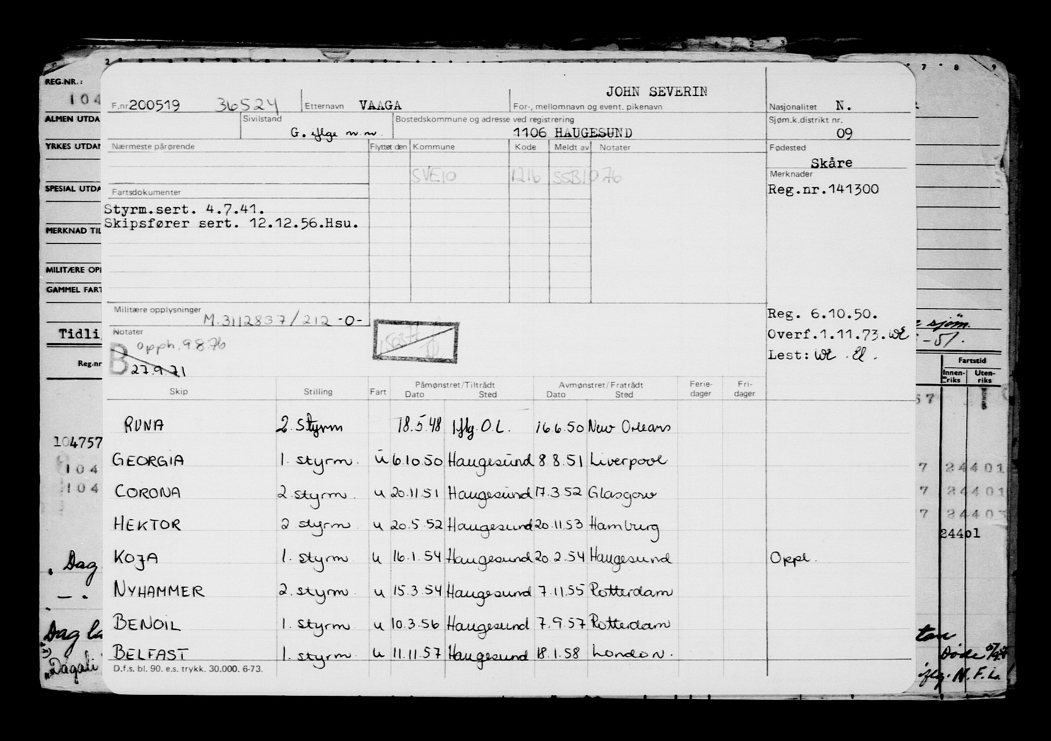 Direktoratet for sjømenn, AV/RA-S-3545/G/Gb/L0169: Hovedkort, 1919, s. 21