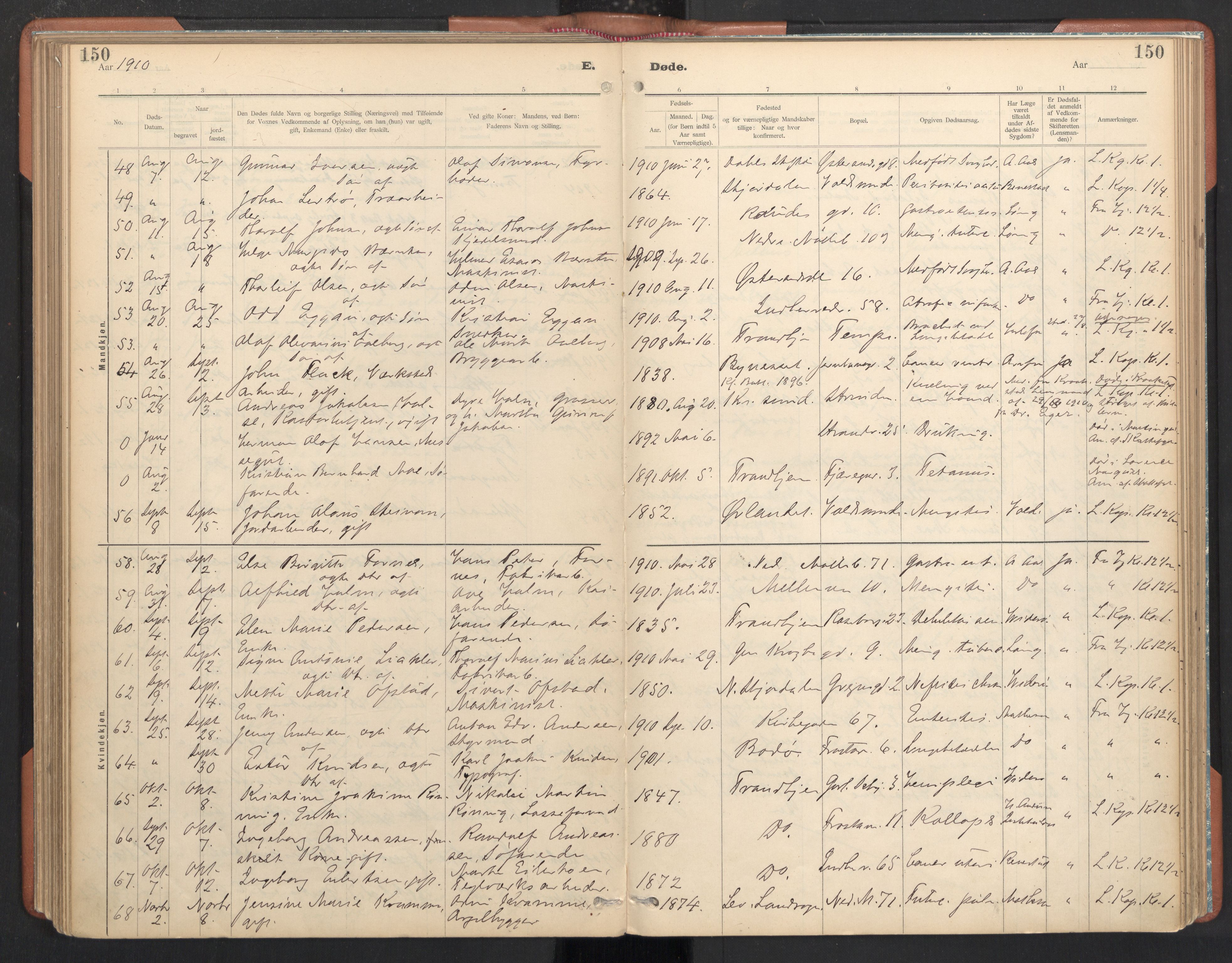 Ministerialprotokoller, klokkerbøker og fødselsregistre - Sør-Trøndelag, AV/SAT-A-1456/605/L0244: Ministerialbok nr. 605A06, 1908-1954, s. 150