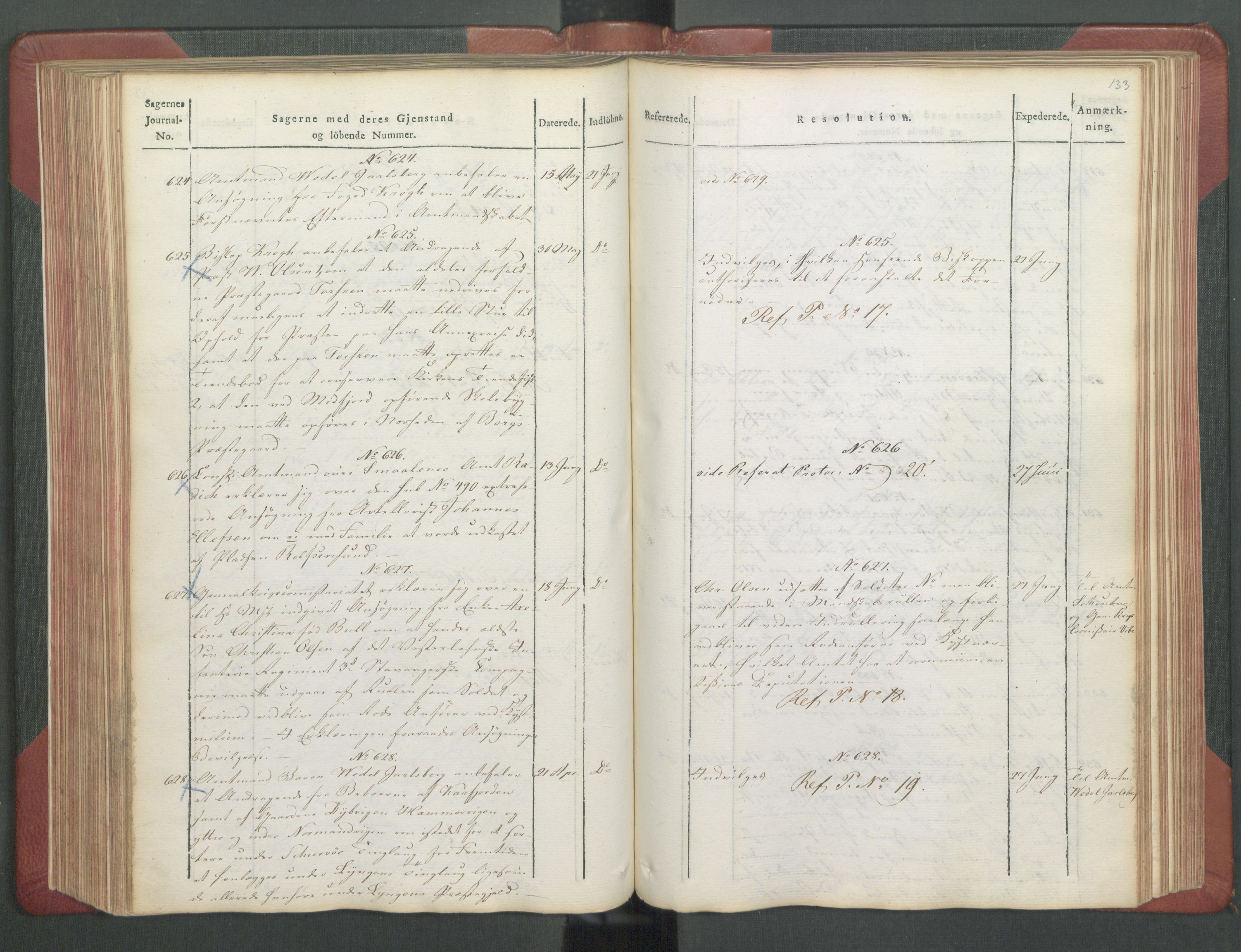 Departementene i 1814, AV/RA-S-3899/Fb/L0029: Journal A 1-900 (ekstraktprotokoll), 1814, s. 133