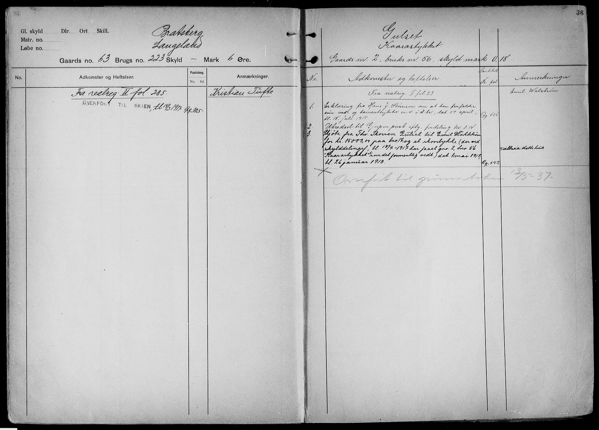 Gjerpen sorenskriveri, AV/SAKO-A-216/G/Gb/Gbd/L0005: Panteregister nr. IV 5, s. 36
