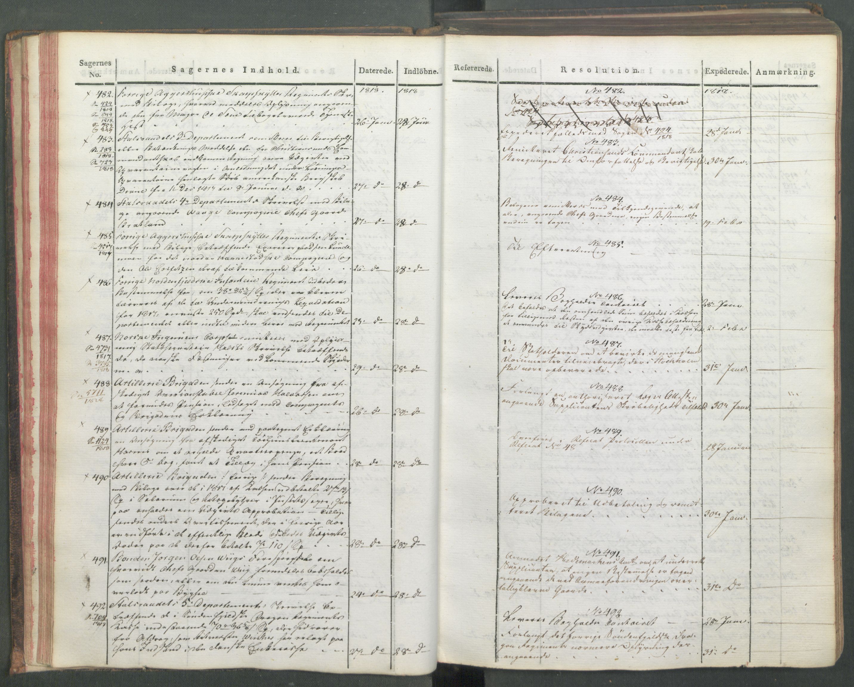 Armédepartementet, AV/RA-RAFA-3493/C/Ca/L0015: 6. Departements Journal, 1818