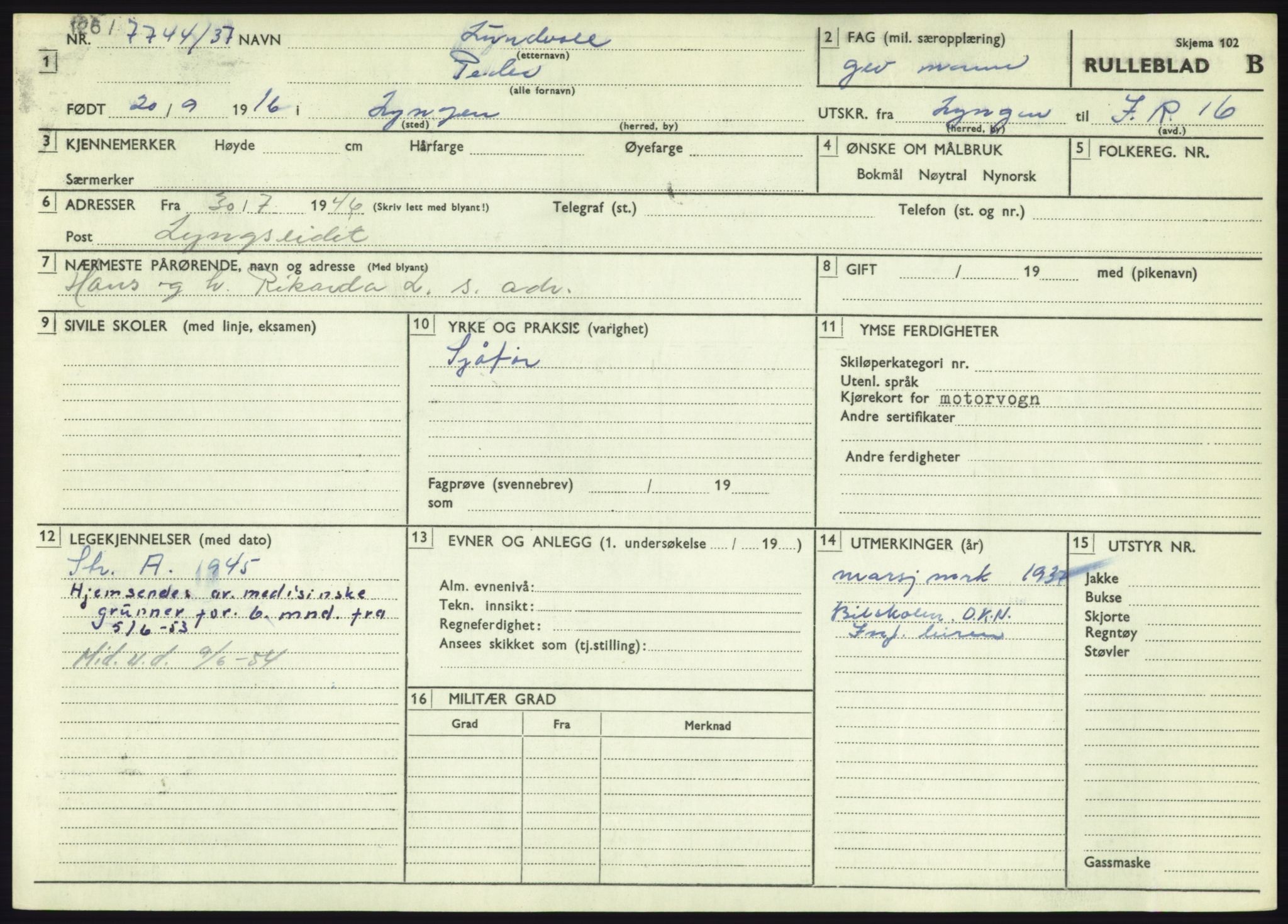 Forsvaret, Troms infanteriregiment nr. 16, AV/RA-RAFA-3146/P/Pa/L0021: Rulleblad for regimentets menige mannskaper, årsklasse 1937, 1937, s. 723