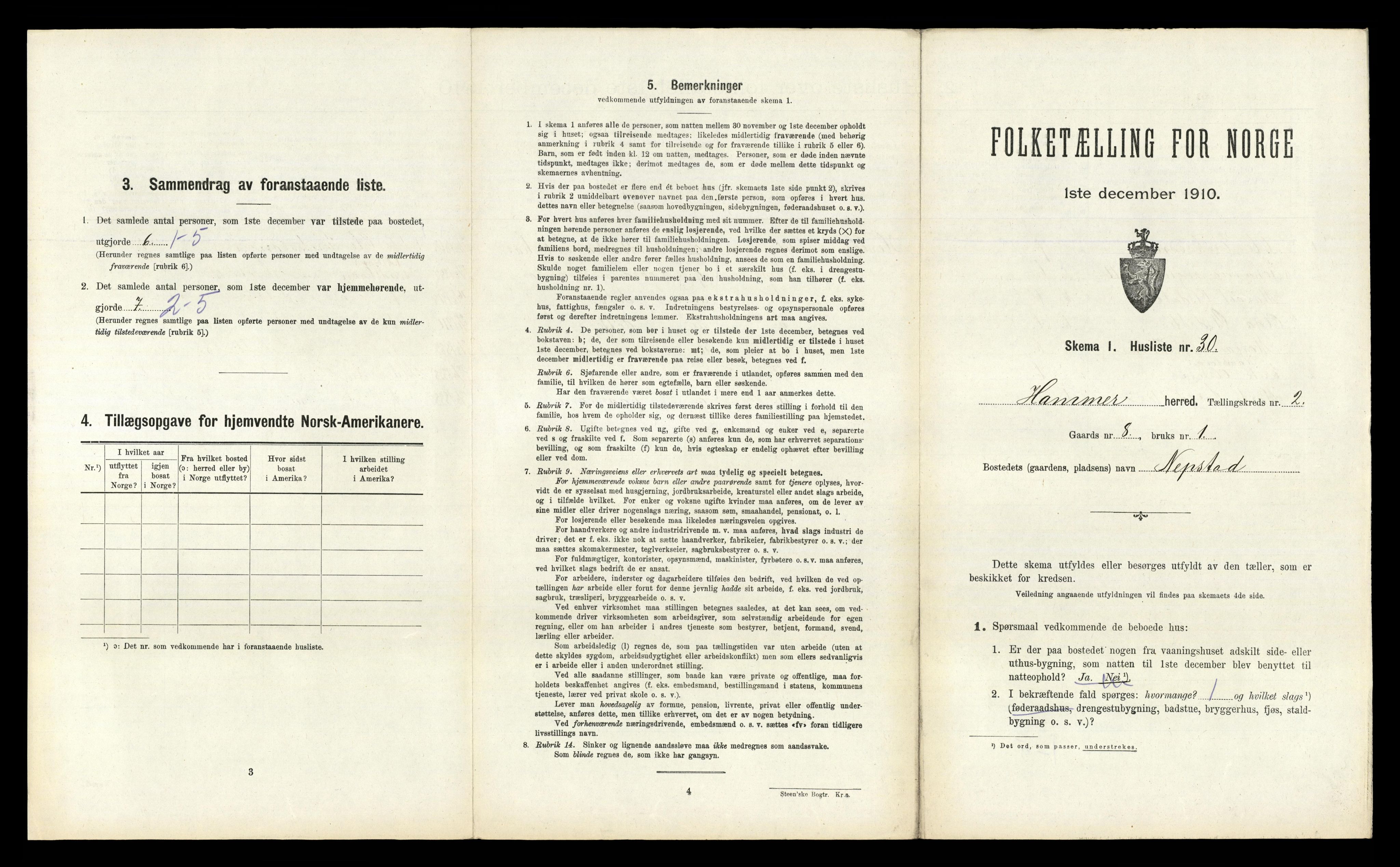 RA, Folketelling 1910 for 1254 Hamre herred, 1910, s. 132