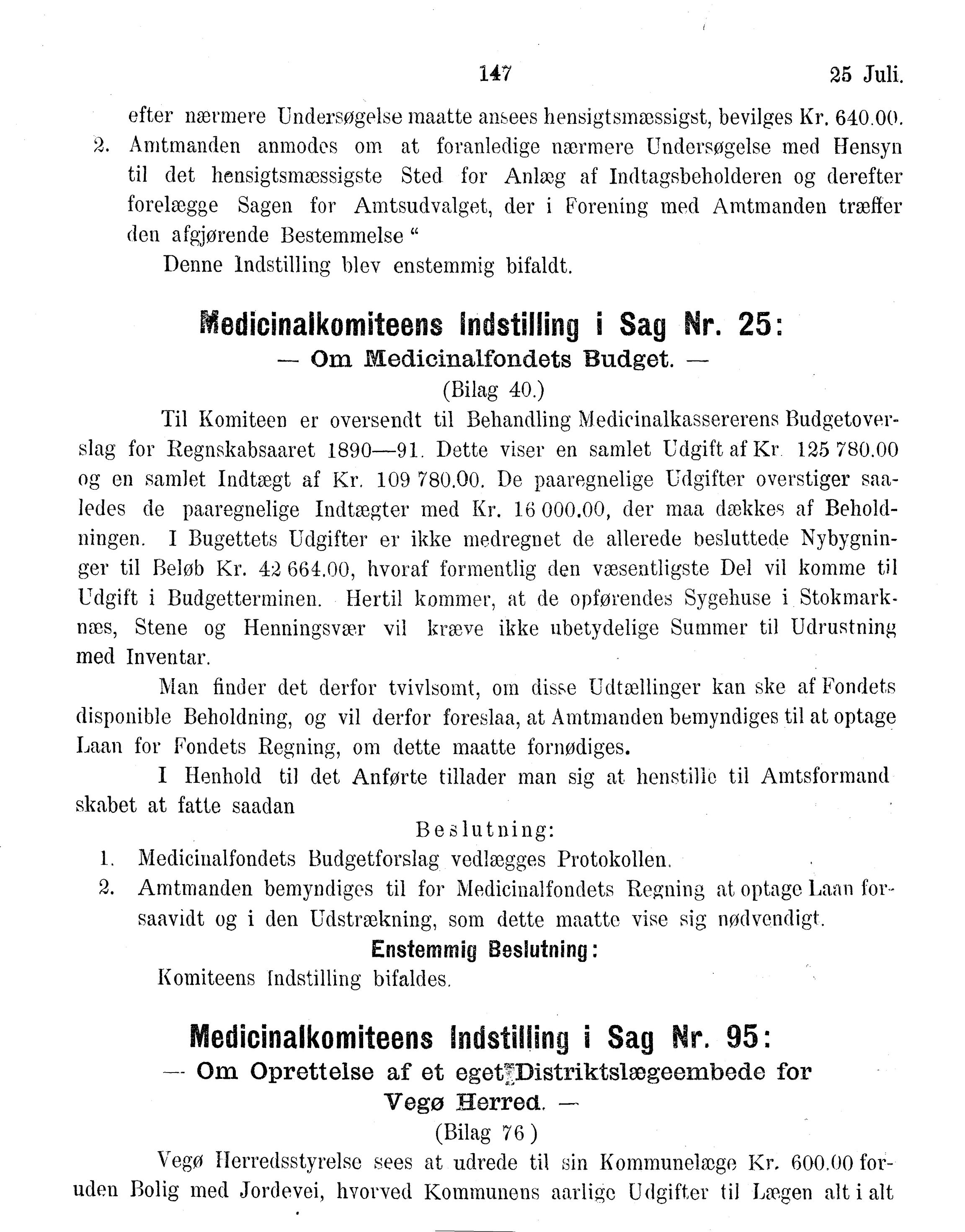 Nordland Fylkeskommune. Fylkestinget, AIN/NFK-17/176/A/Ac/L0015: Fylkestingsforhandlinger 1886-1890, 1886-1890