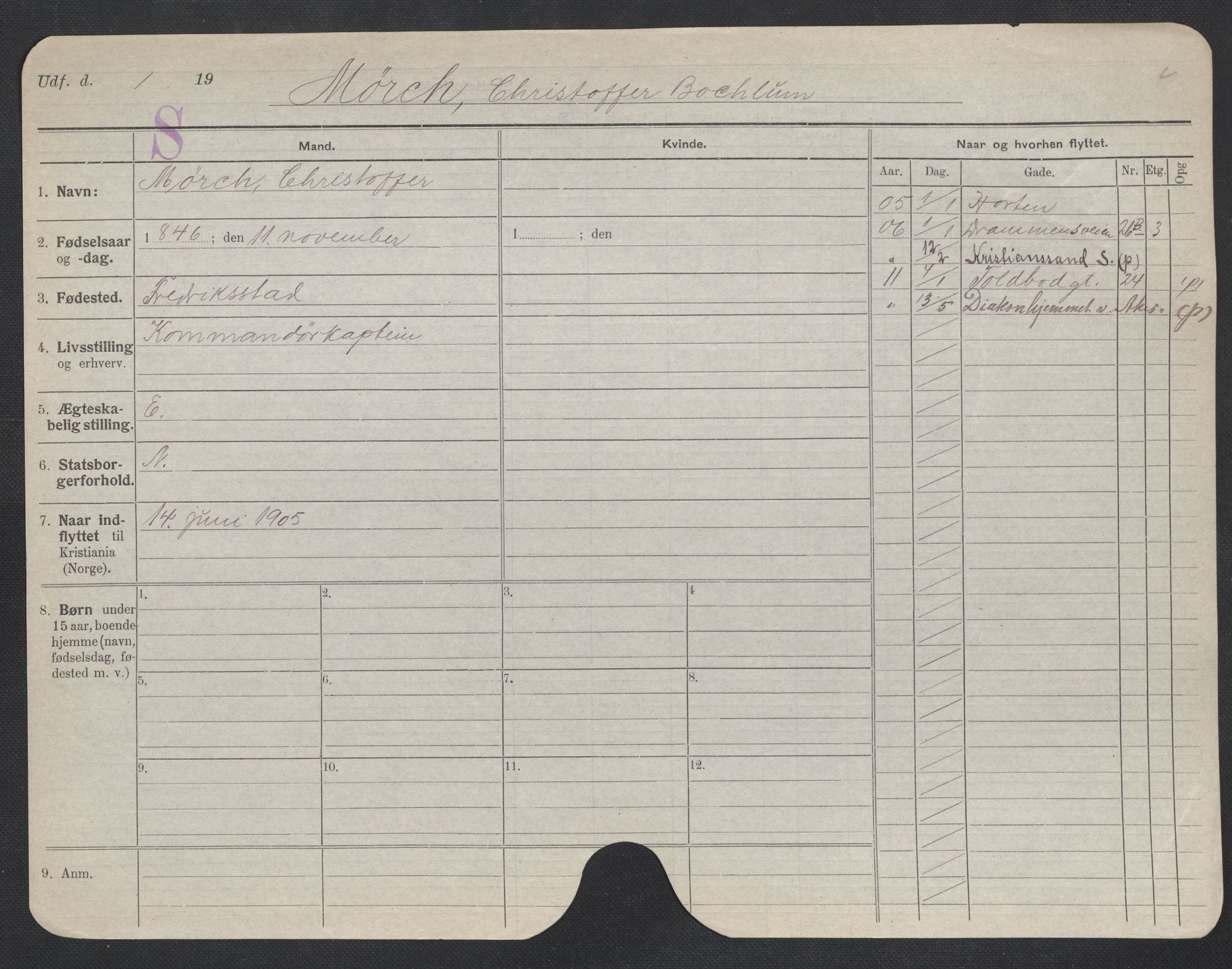 Oslo folkeregister, Registerkort, SAO/A-11715/F/Fa/Fac/L0007: Menn, 1906-1914, s. 1000a