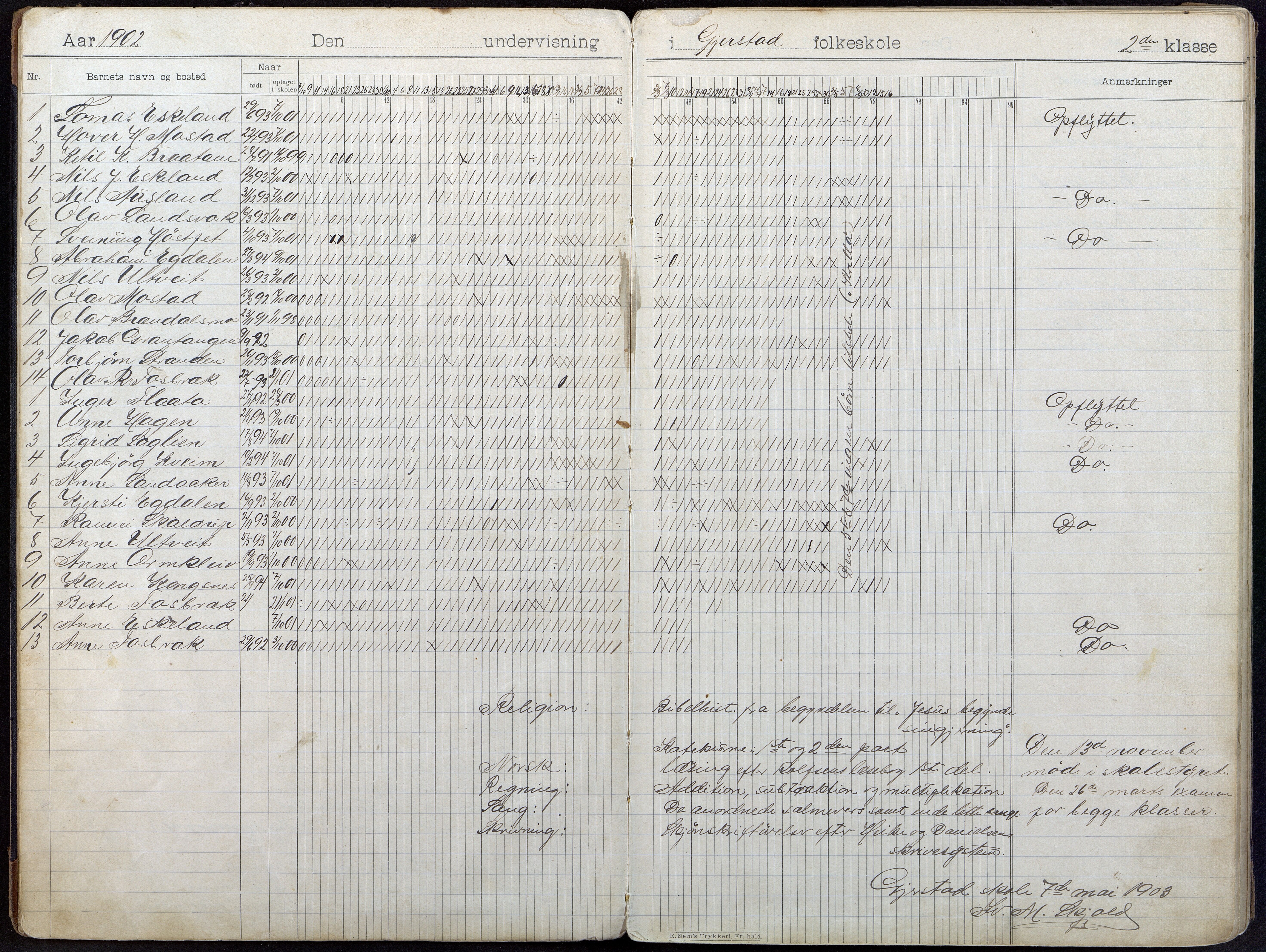 Gjerstad Kommune, Gjerstad Skole, AAKS/KA0911-550a/F01/L0009: Dagbok, 1902-1918