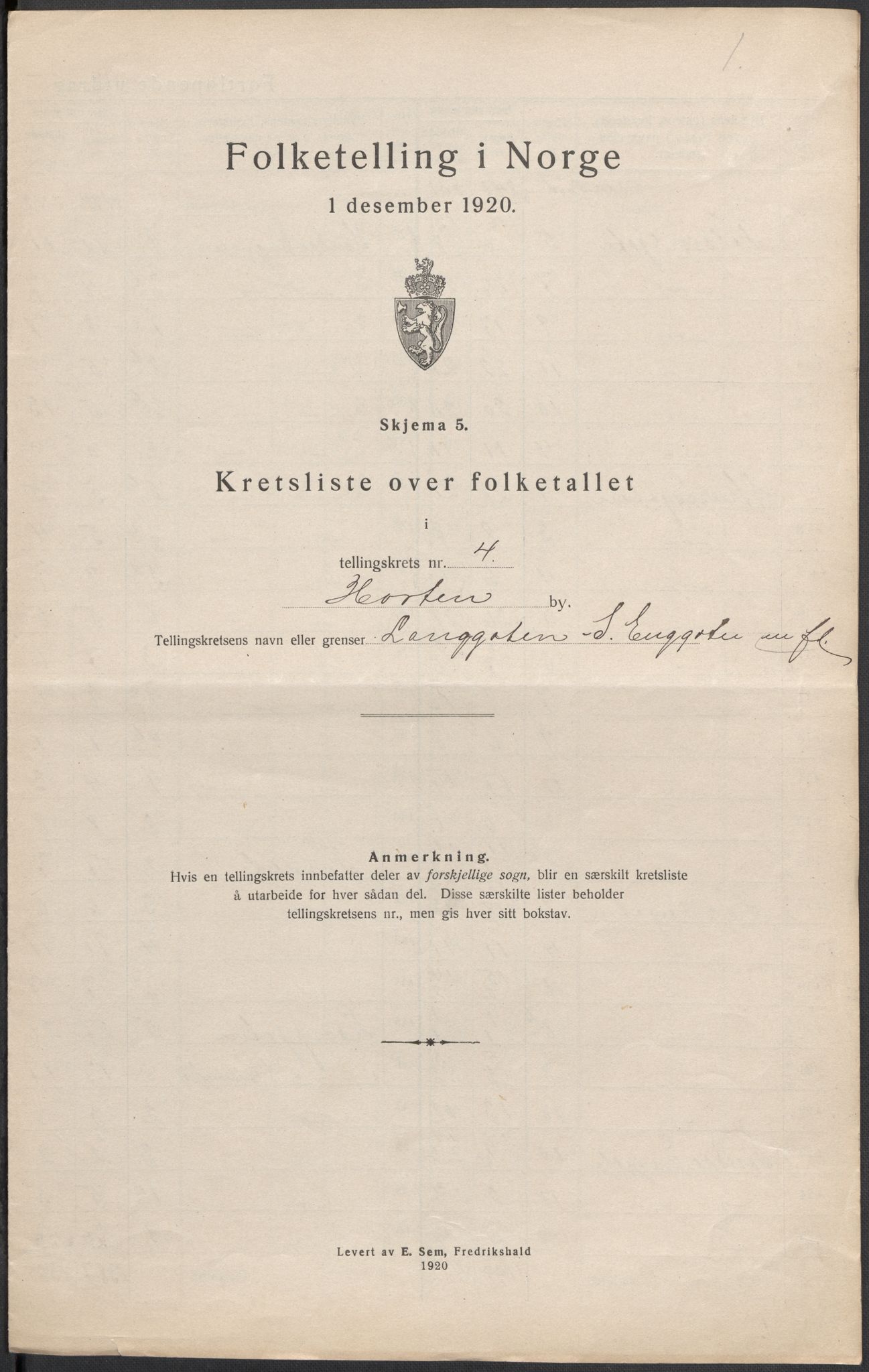 SAKO, Folketelling 1920 for 0703 Horten kjøpstad, 1920, s. 23