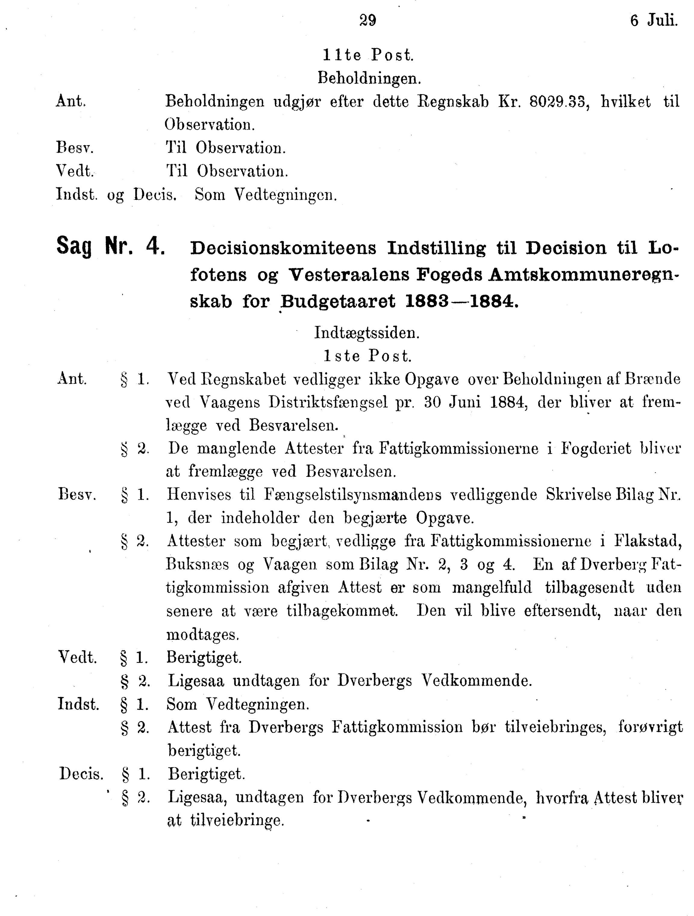 Nordland Fylkeskommune. Fylkestinget, AIN/NFK-17/176/A/Ac/L0014: Fylkestingsforhandlinger 1881-1885, 1881-1885