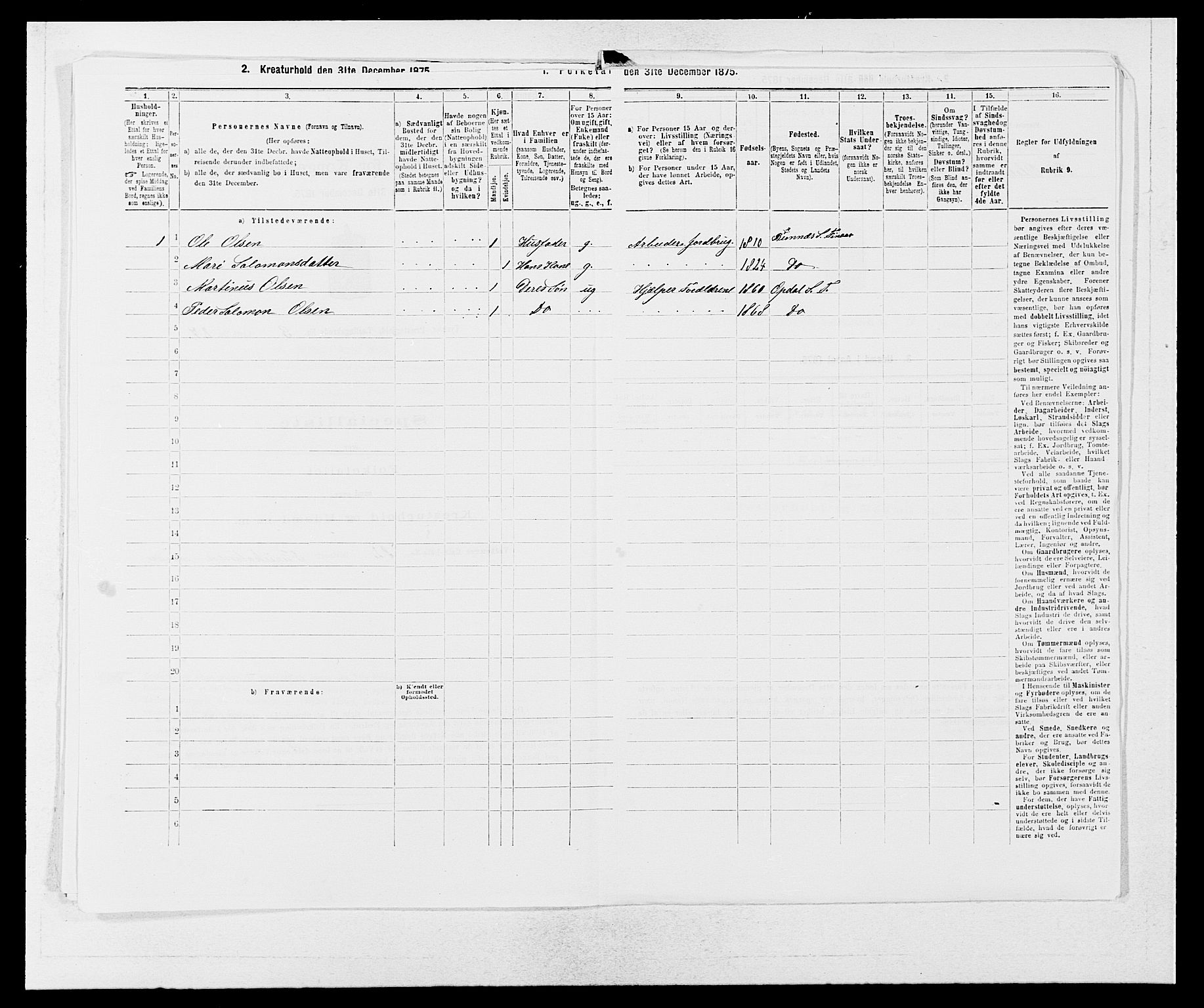 SAB, Folketelling 1875 for 1223P Tysnes prestegjeld, 1875, s. 273