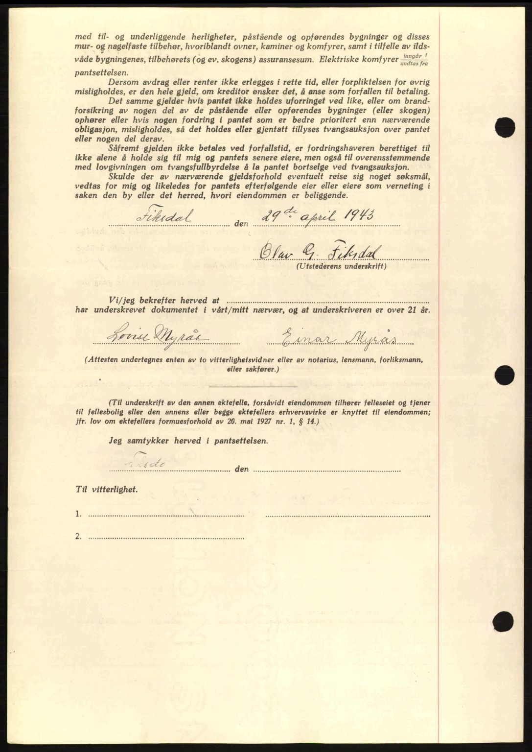 Romsdal sorenskriveri, AV/SAT-A-4149/1/2/2C: Pantebok nr. B2, 1939-1945, Dagboknr: 830/1943