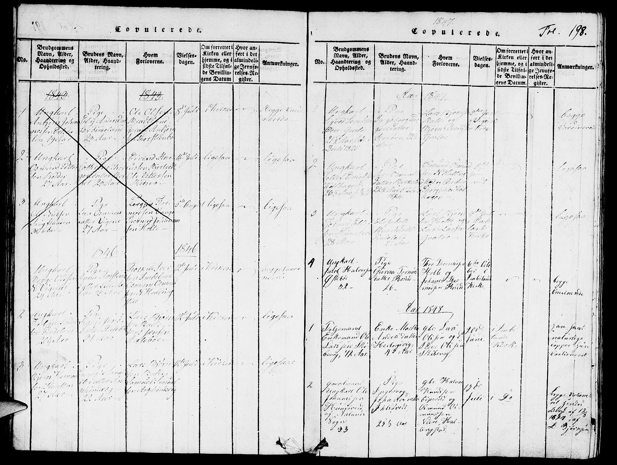 Vikedal sokneprestkontor, AV/SAST-A-101840/01/V: Klokkerbok nr. B 3, 1816-1867, s. 198